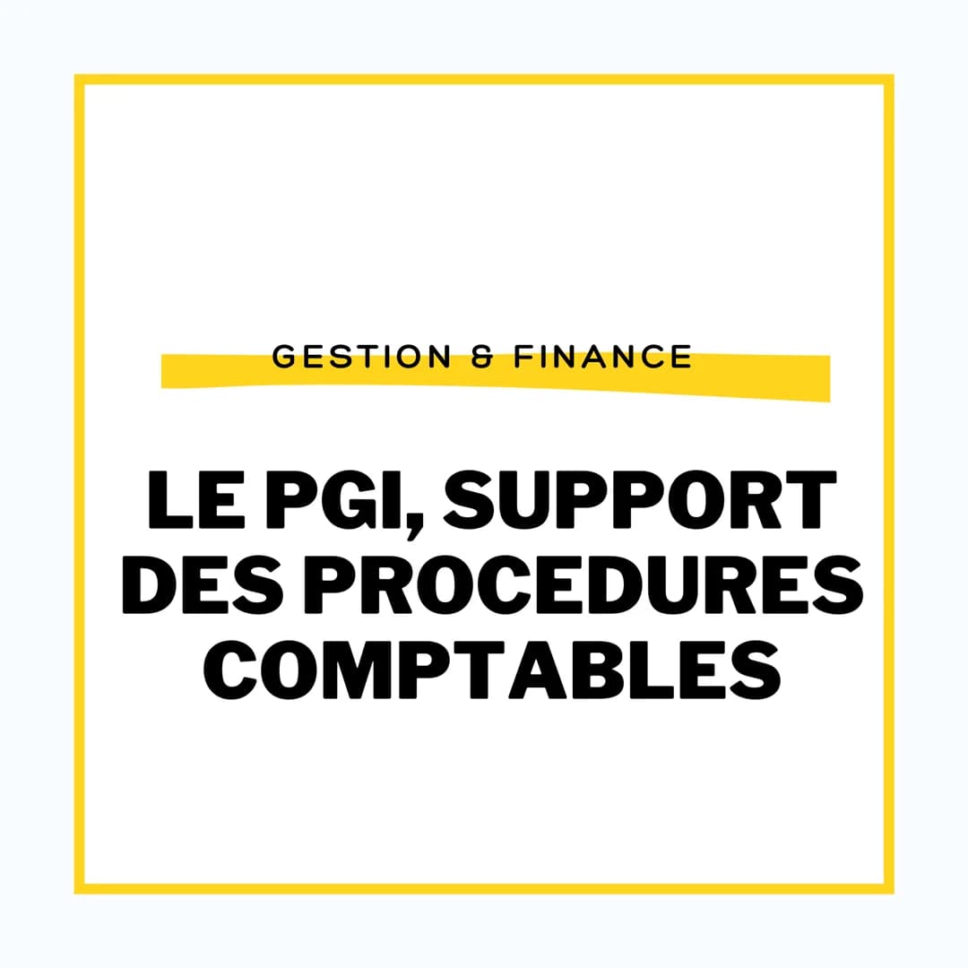 GESTION & FINANCE
LE PGI, SUPPORT
DES PROCEDURES
COMPTABLES # LE PROGICIEL DE
GESTION INTEGRE (PGI)
Un PGI est un logiciel transversal à l