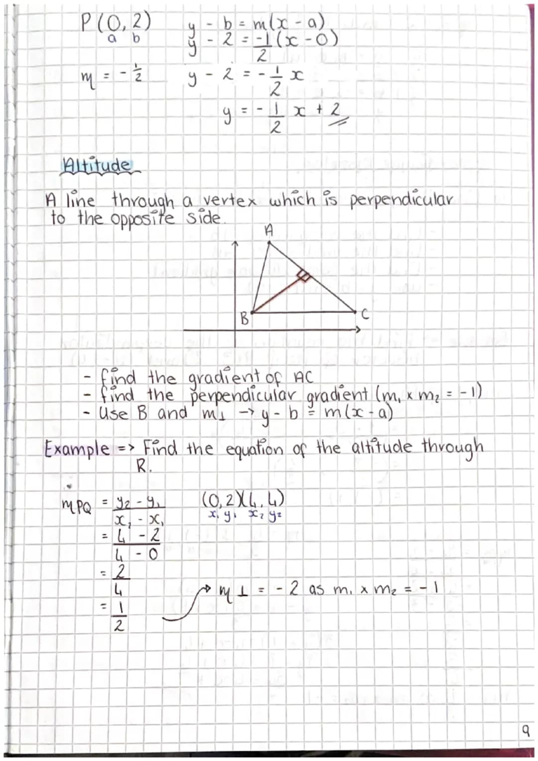 # Equation of a straight line
To find the equation of a straight line we need:
4
B
Π
A (x2-x)
gradient
point
(42-41)
x
Gradient formu