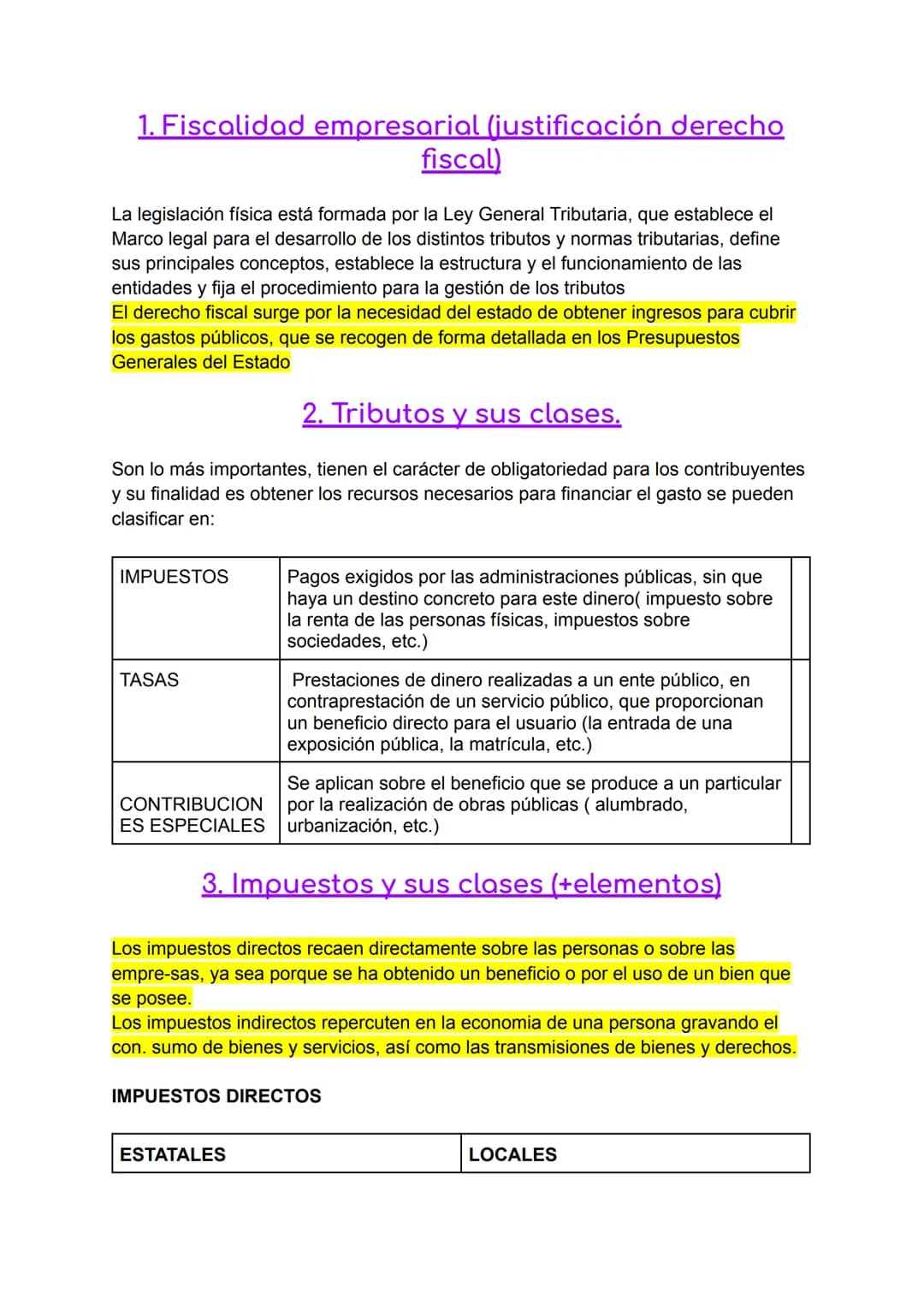 # 1. Fiscalidad empresarial (justificación derecho
fiscal)
La legislación física está formada por la Ley General Tributaria, que establece
