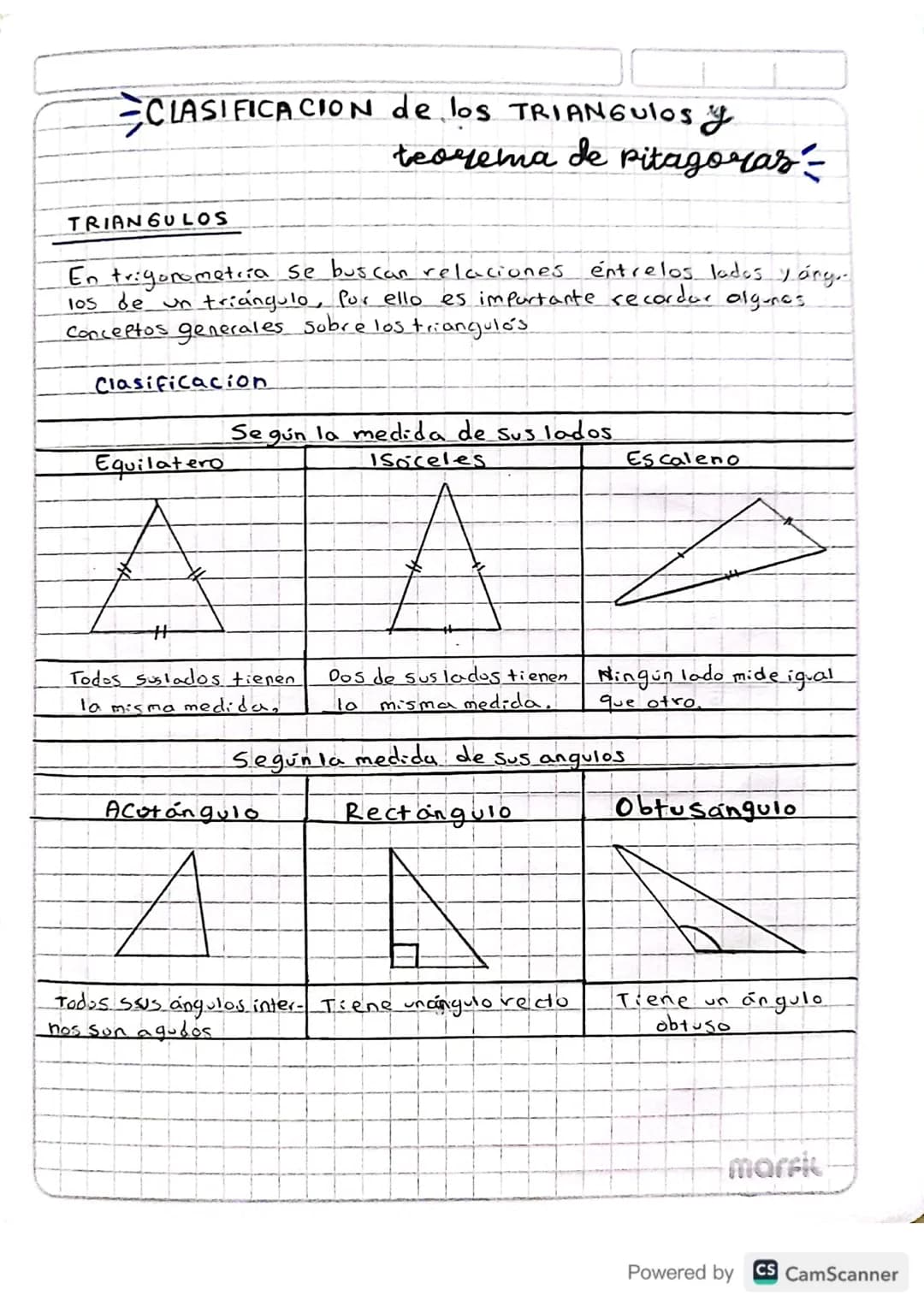 # CLASIFICACION de los TRIANGUlos y
teorema de Pitagoras-
TRIANGULOS
En trigonometría se buscan relaciones entrelos lados y áng..
los de u