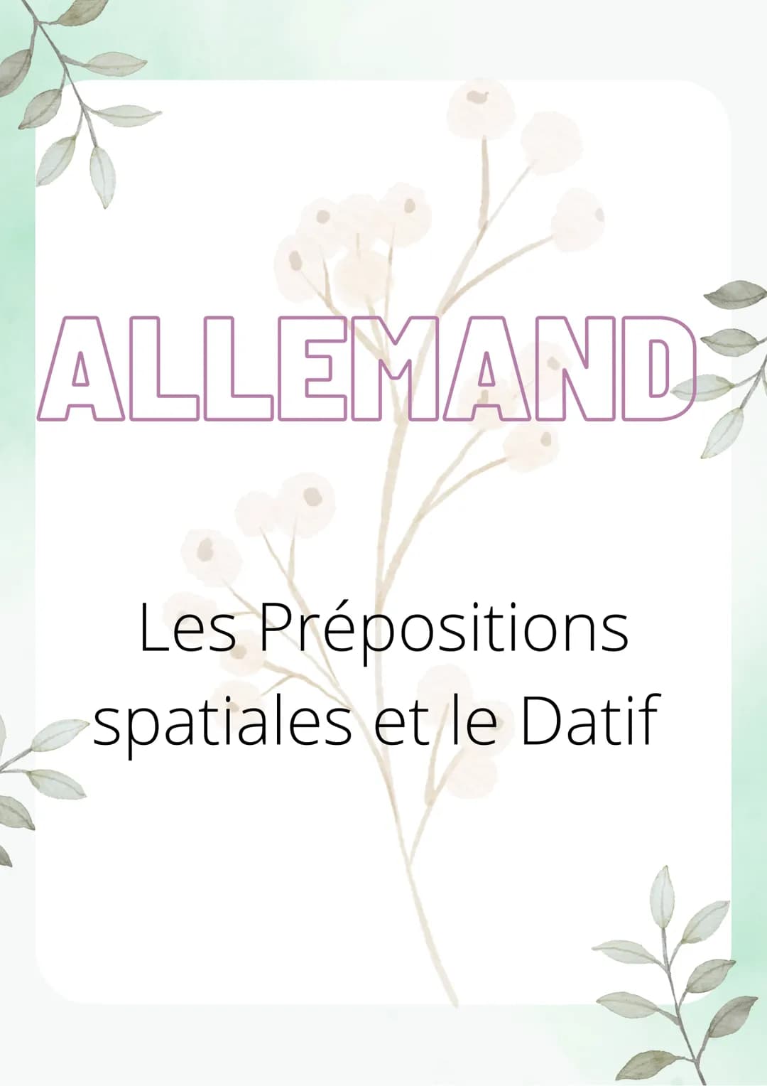# ALLEMAND
Les Prépositions
spatiales et le Datif # Les Prépositions spatiales :
IL Y EN A 9:
- In (dans)
- Neben (près de)
- Hinter (der