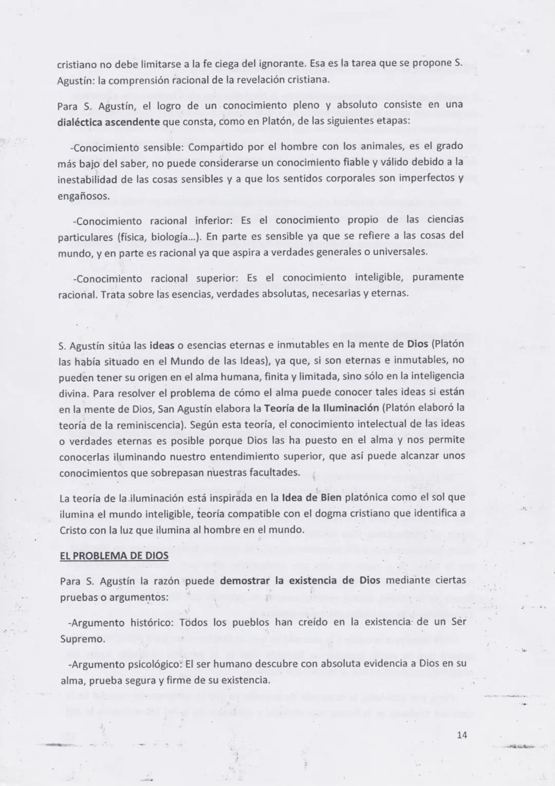 PENSAMIENTO DE S. AGUSTÍN (354-430 d. C.)
S. Agustín es el principal representante de la Patrística y su obra supone una admirable
aproximac