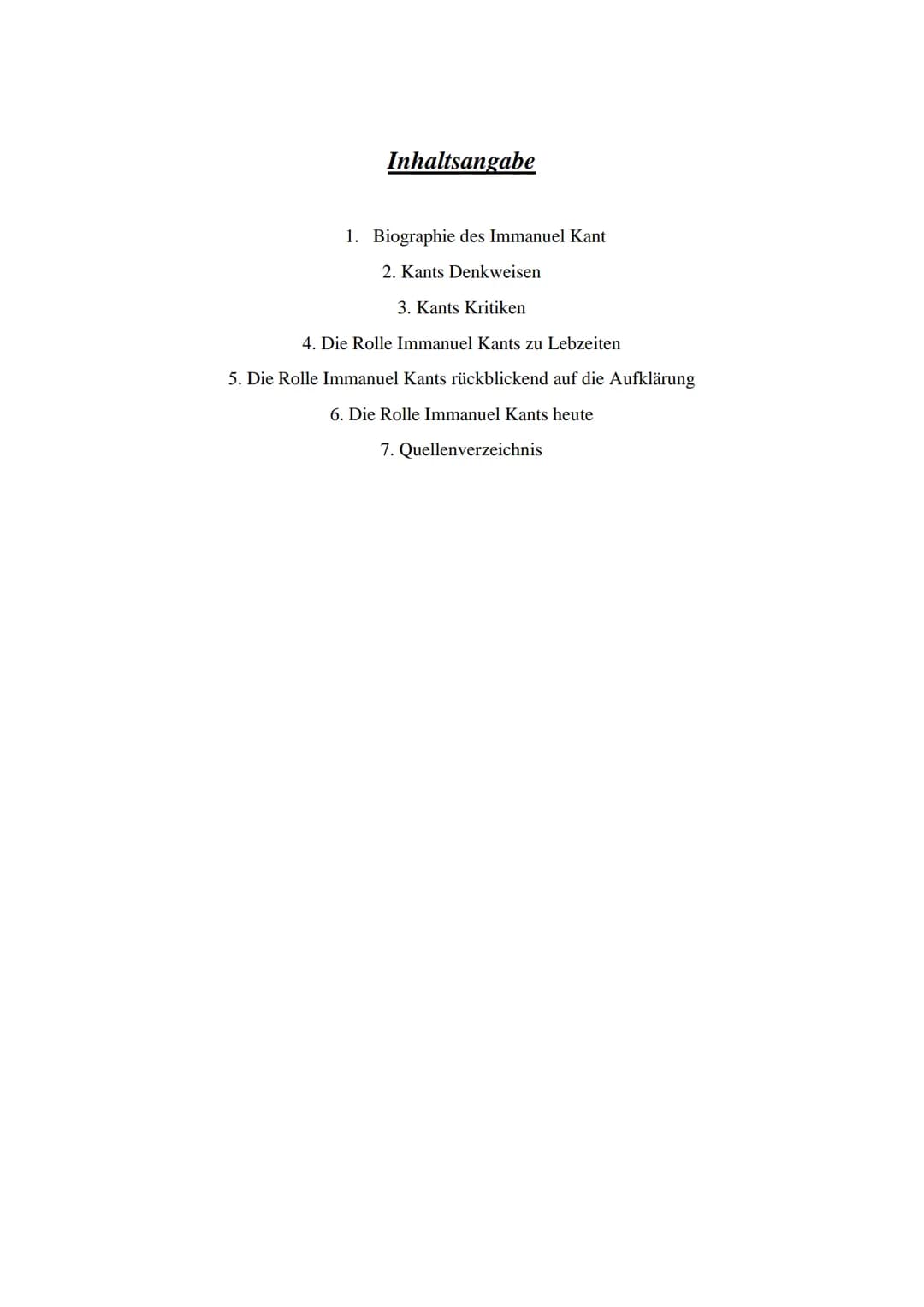 # Kant als Aufklärer
Sarah Beranek MSS 11
GK Geschichte Inhaltsangabe
1. Biographie des Immanuel Kant
2. Kants Denkweisen
3. Kants Kritik