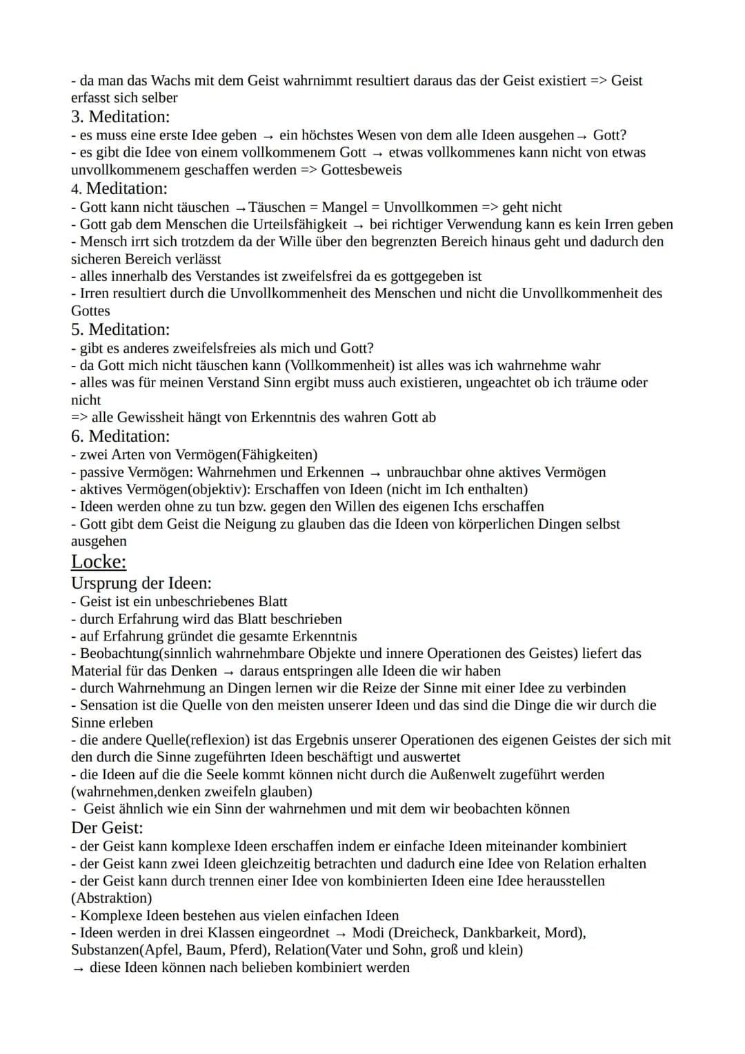 Philosophie Lernzettel
Platon:
Höhlengleichnis:
- Bildung der Menschen vergleichbar mit einer Höhle
- können durch Fixierung nur an eine Hö