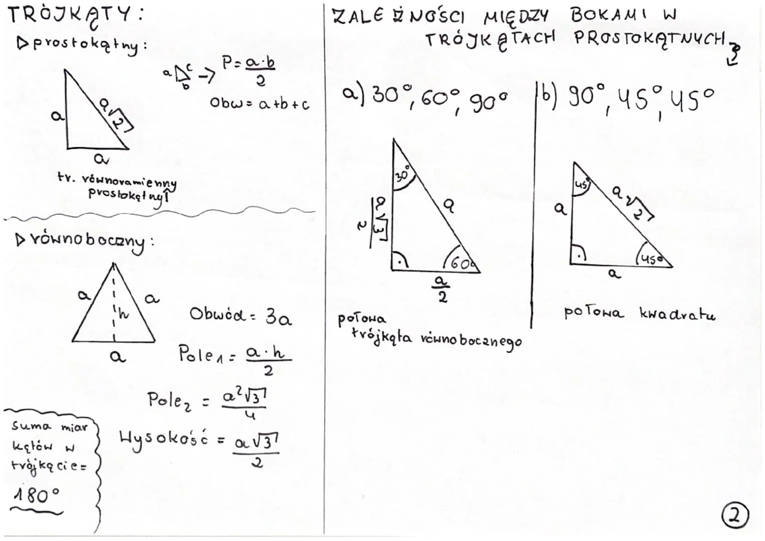 KWADRAT
a
a
a√2
a
Obwód = Ya
Pole = a²
1
Polez = $\frac{d2}{2}$
Pracligtna: a√2
PROSTOKAT
a
Obwód = 2a +26
b Pole = ab
Przekątna=