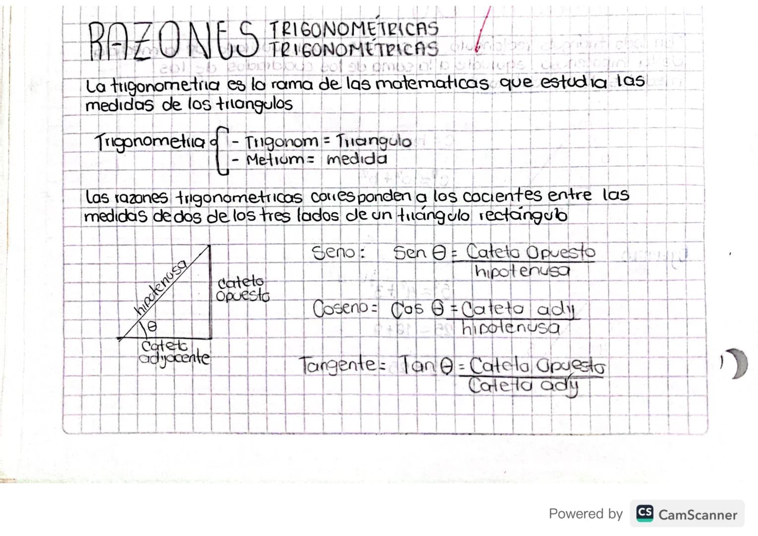 # RAZONES TRIGONOMETRICAS
La trigonometria es la rama de las matematicas que estudia las
medidas de los triangulos
Trigonometila $\begin{c