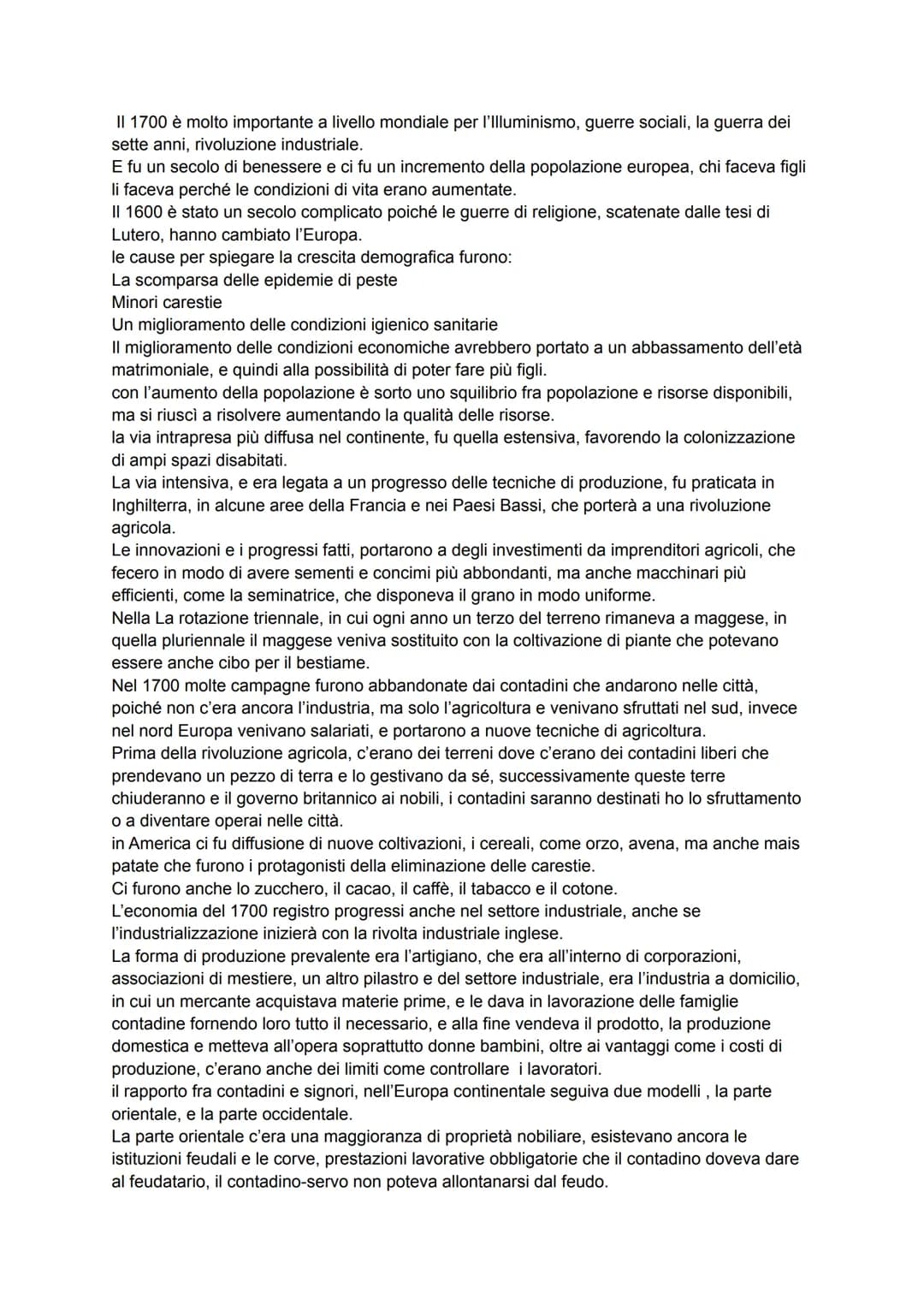 II 1700 è molto importante a livello mondiale per I'llluminismo, guerre sociali, la guerra dei
sette anni, rivoluzione industriale.
E fu un