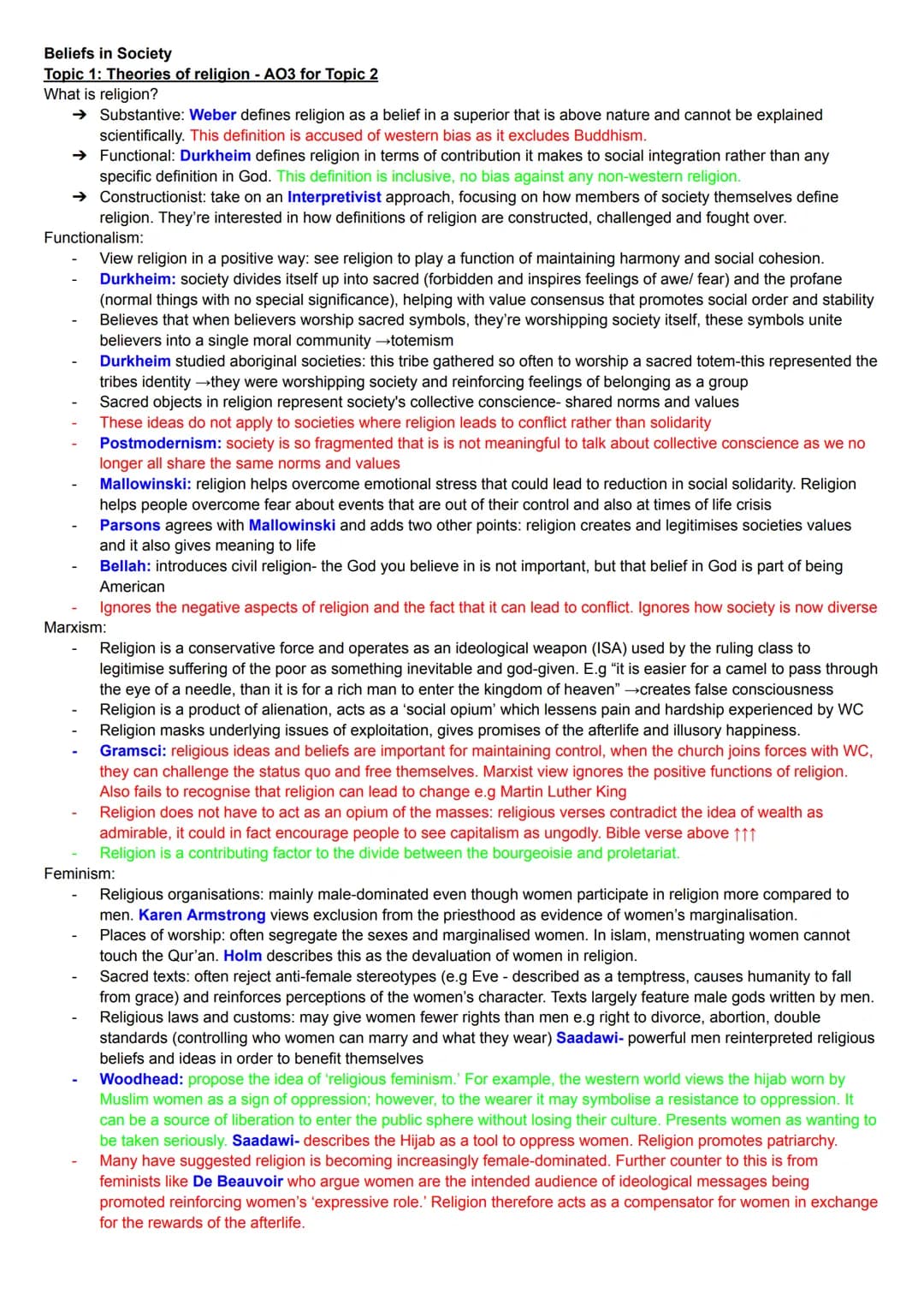 <p>Religion has been defined in various ways by different scholars. One definition, provided by Weber, describes religion as a belief in a