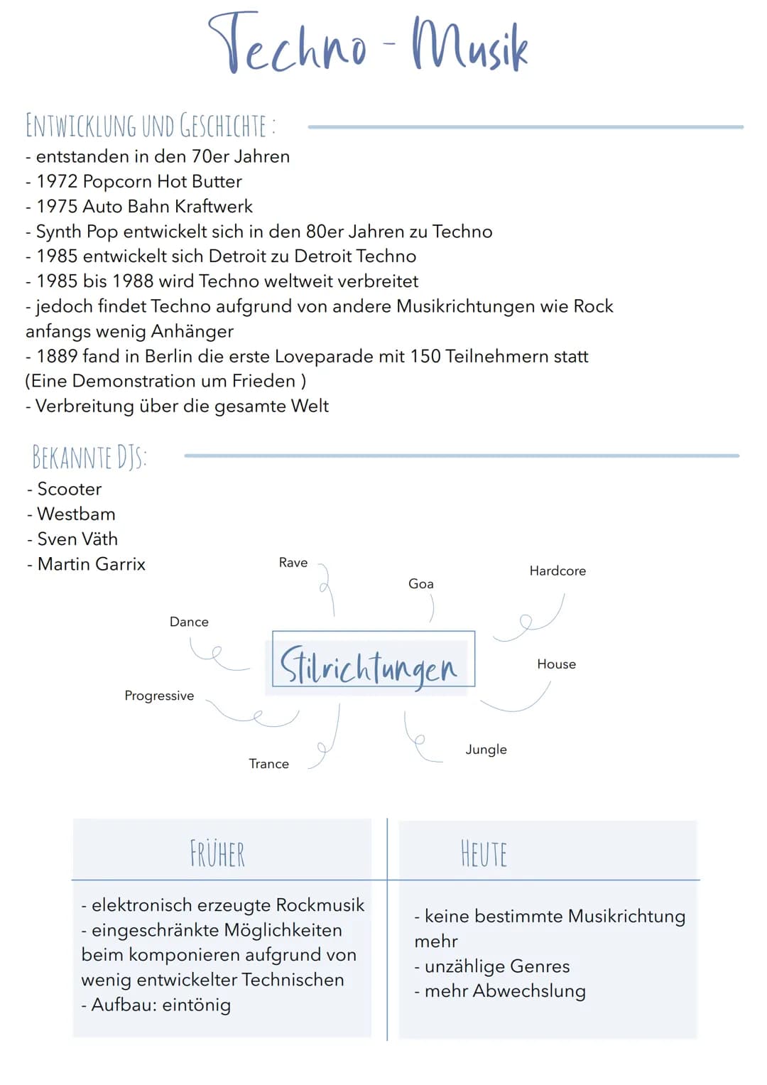 # Techno-Musik
ENTWICKLUNG UND GESCHICHTE :
- entstanden in den 70er Jahren
- 1972 Popcorn Hot Butter
- 1975 Auto Bahn Kraftwerk
- Synth Po