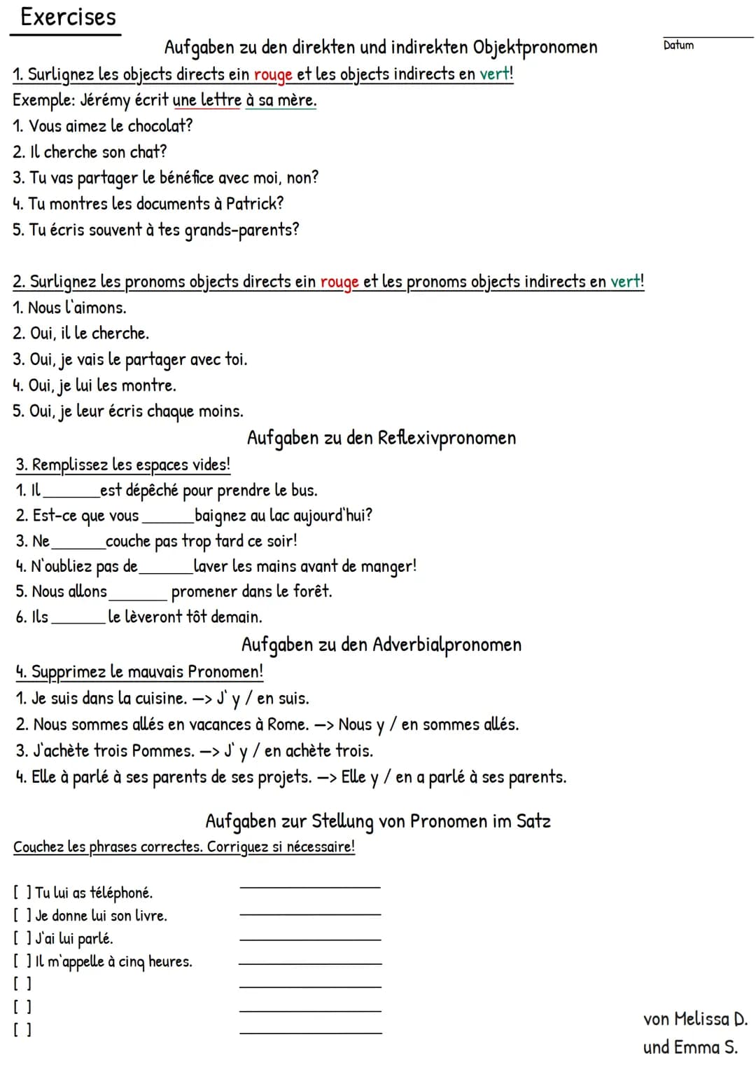 # DIE UNVERBUNDENEN PERSONALPRONΟΜΕΝ
LES PRONOMS DISJOINTS
Warum unverbunden?
-> diese, sind anders als die verbundenenen Personalpronomen