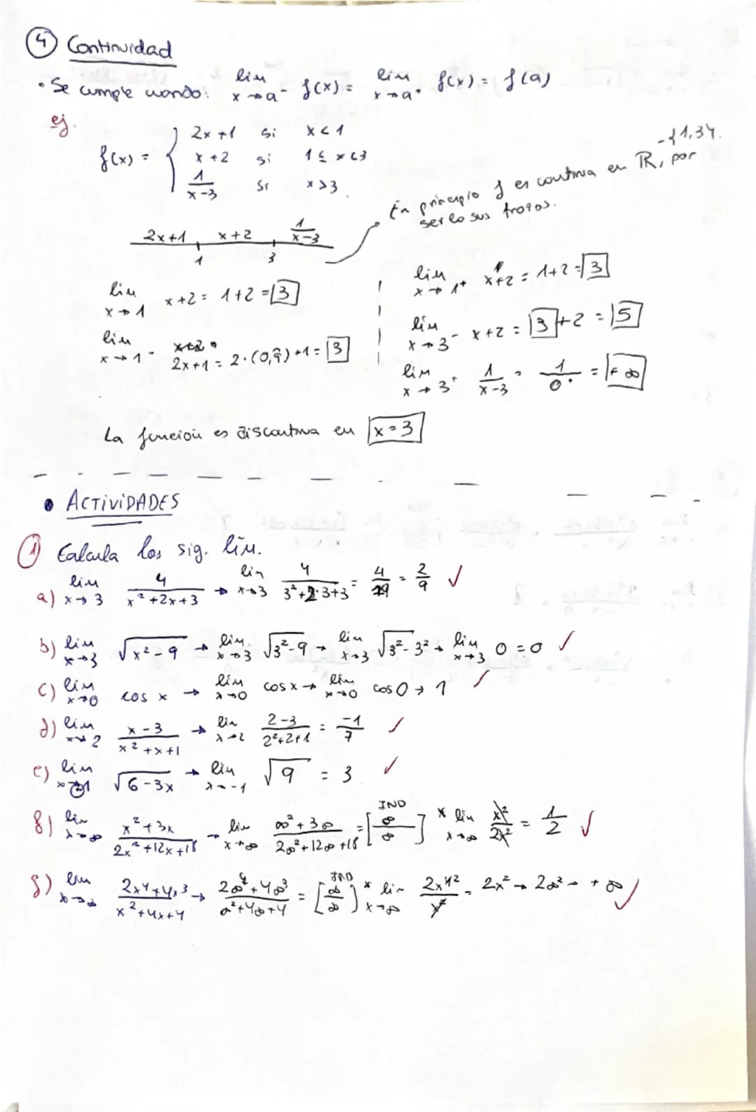 LÍMITES
1 Determinados
• Sustituiz la x
$\lim_{x \to 0,9} \frac{3}{x-1} = -∞$
$\lim_{x \to 1,01} \frac{3}{x-1} = +∞$
El limite de un polin