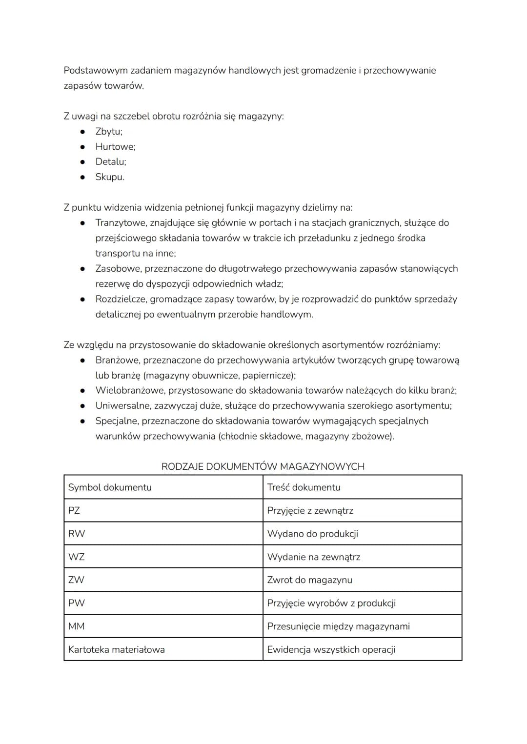 # RODZAJE MAGAZYNÓW
Ze względu na cechy konstrukcyjne magazynów, dostosowanych do przechowywania
różnego rodzaju materiałów, rozróżnia się