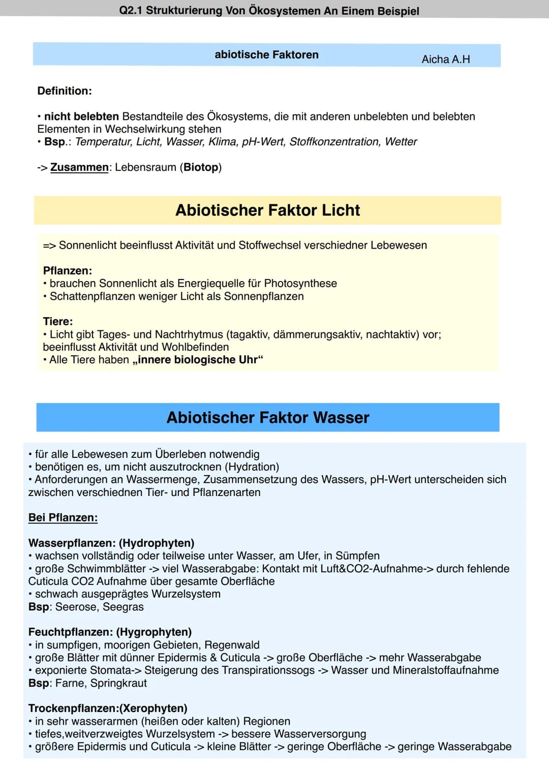 Q2.1 Strukturierung Von Ökosystemen An Einem Beispiel
Aicha A.H # Q2.1 Strukturierung Von Ökosystemen An Einem Beispiel
abiotische Faktoren
