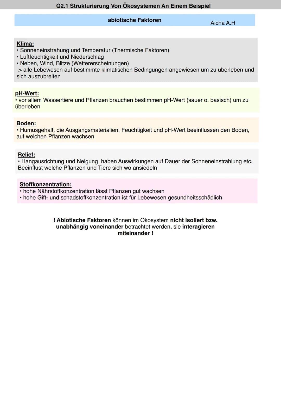 Q2.1 Strukturierung Von Ökosystemen An Einem Beispiel
Aicha A.H # Q2.1 Strukturierung Von Ökosystemen An Einem Beispiel
abiotische Faktoren