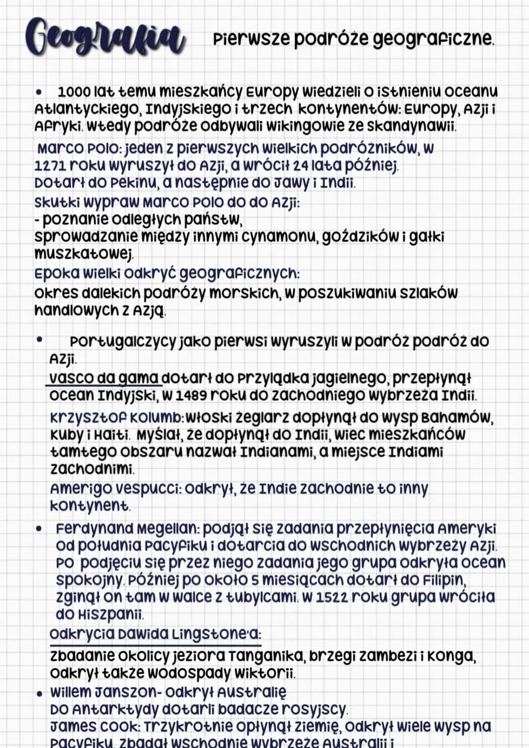 # Geografia Pierwsze podróże geograficzne.
* 1000 lat temu mieszkańcy Europy wiedzieli o istnieniu oceanu
Atlantyckiego, Indyjskiego i tr