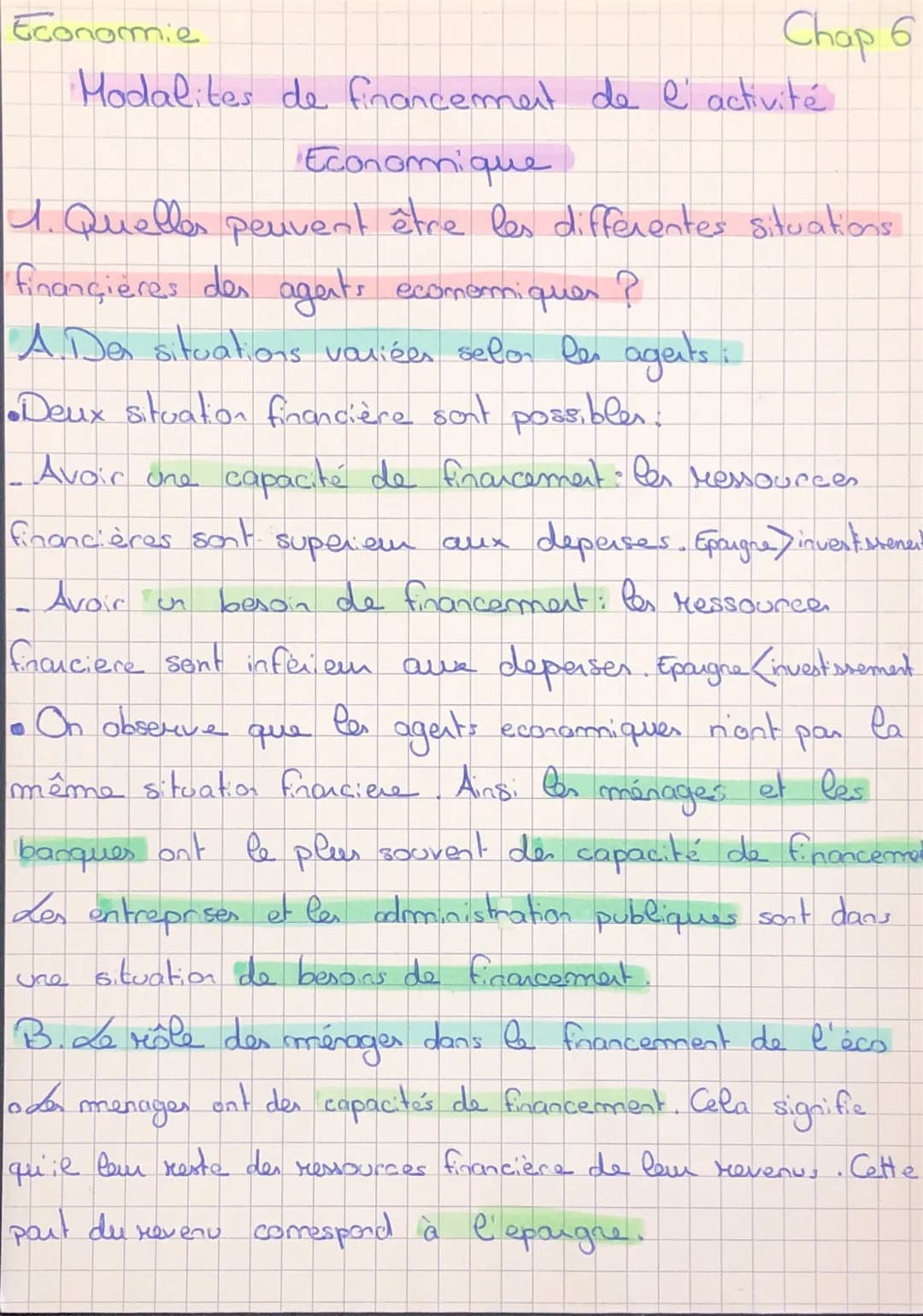 Economie
Chap 6
Arbitrage entre consommation et épargne
des ménages
1. L'arbitrage entre consommation et épargne des
merages:
- Le revenu di