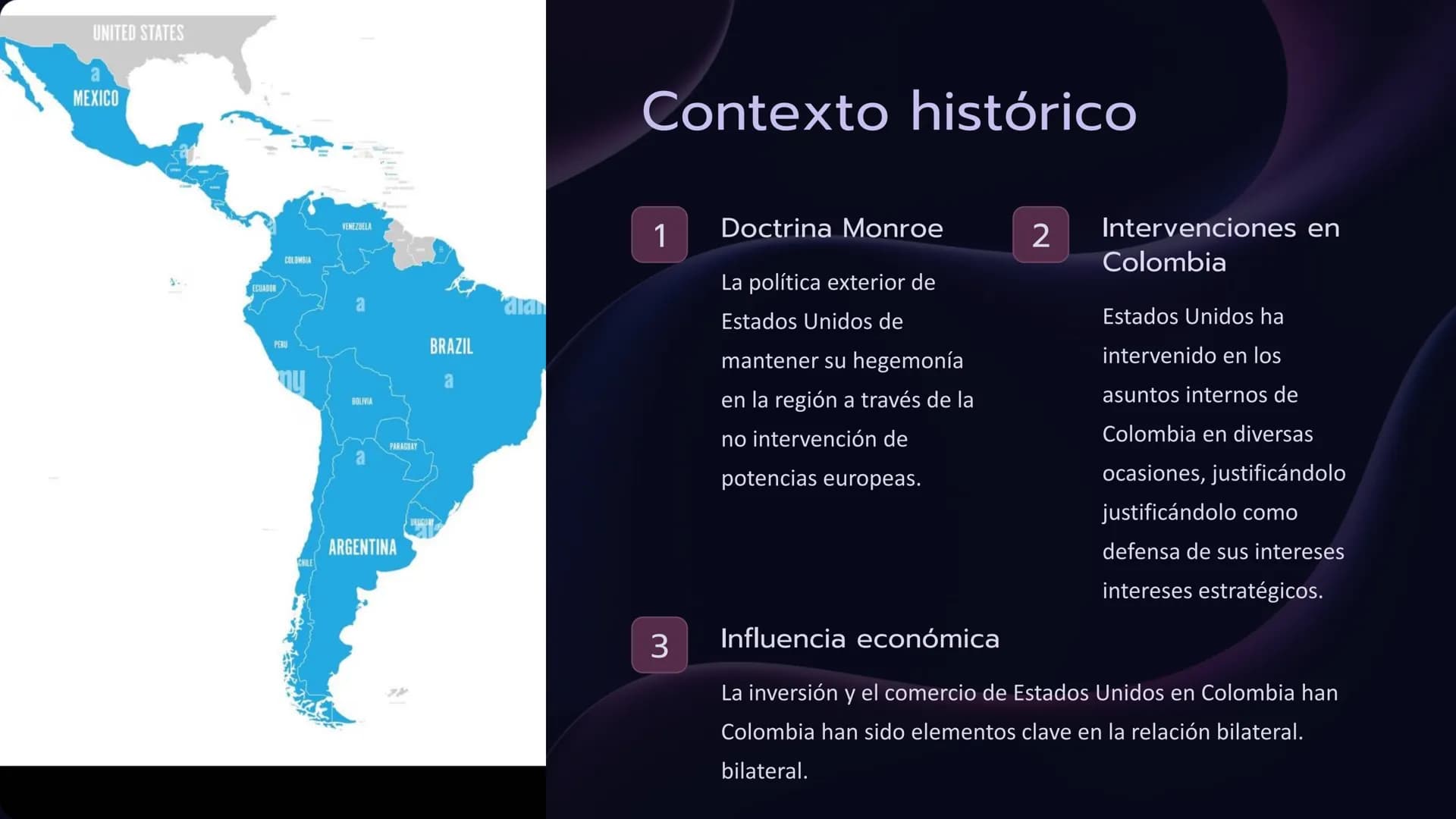 # Relaciones de
# Colombia con
# Estados Unidos
Colombia y Estados Unidos comparten una historia compleja de
influencia e intervención es