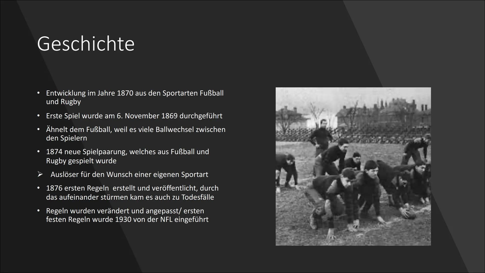 <h2>Was ist Football? + Geschichte</h2>
<p>American Football hat seinen Ursprung in den Vereinigten Staaten von Amerika und ist dort der be
