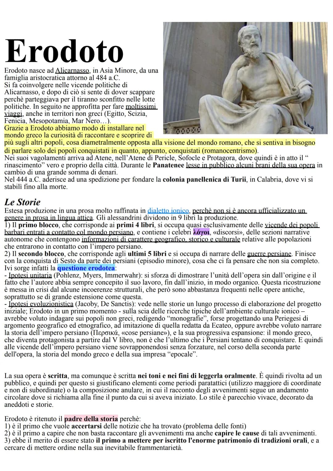 # La storiografia in Grecia
All'alba del V secolo in Grecia non c'è più solo il mito e il racconto, ma anche la ragione umana. Questo
passa