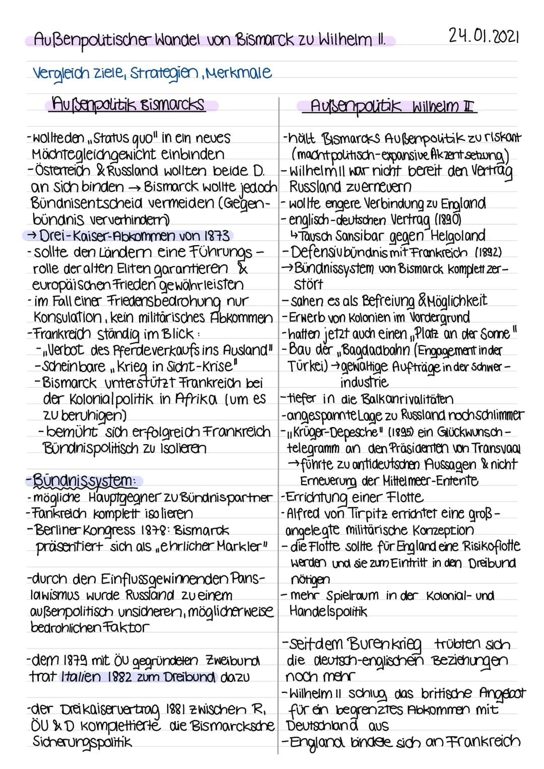 # Außenpolitischer Wandel von Bismarck zu Wilhelm II.
Vergleich ziele, Strategien, Merkmale
## Außenpolitik Bismarcks
-wollte den „Status
