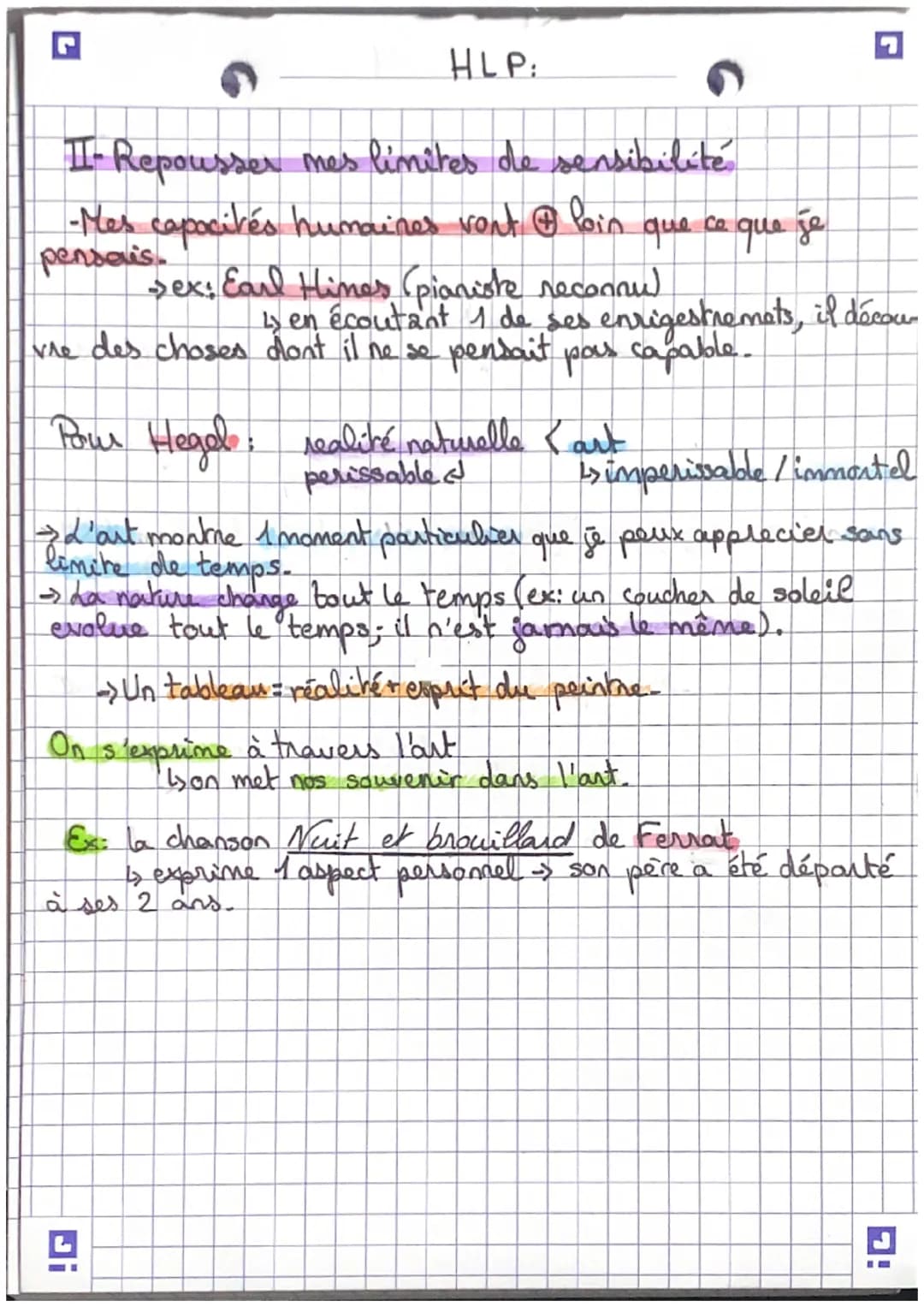 HLP
des expressions, de la sensibilité,
émotions & pluriel
langage
Date: Romantisme
camps=5 sens
15 sens: the seroide
Israpport frontal