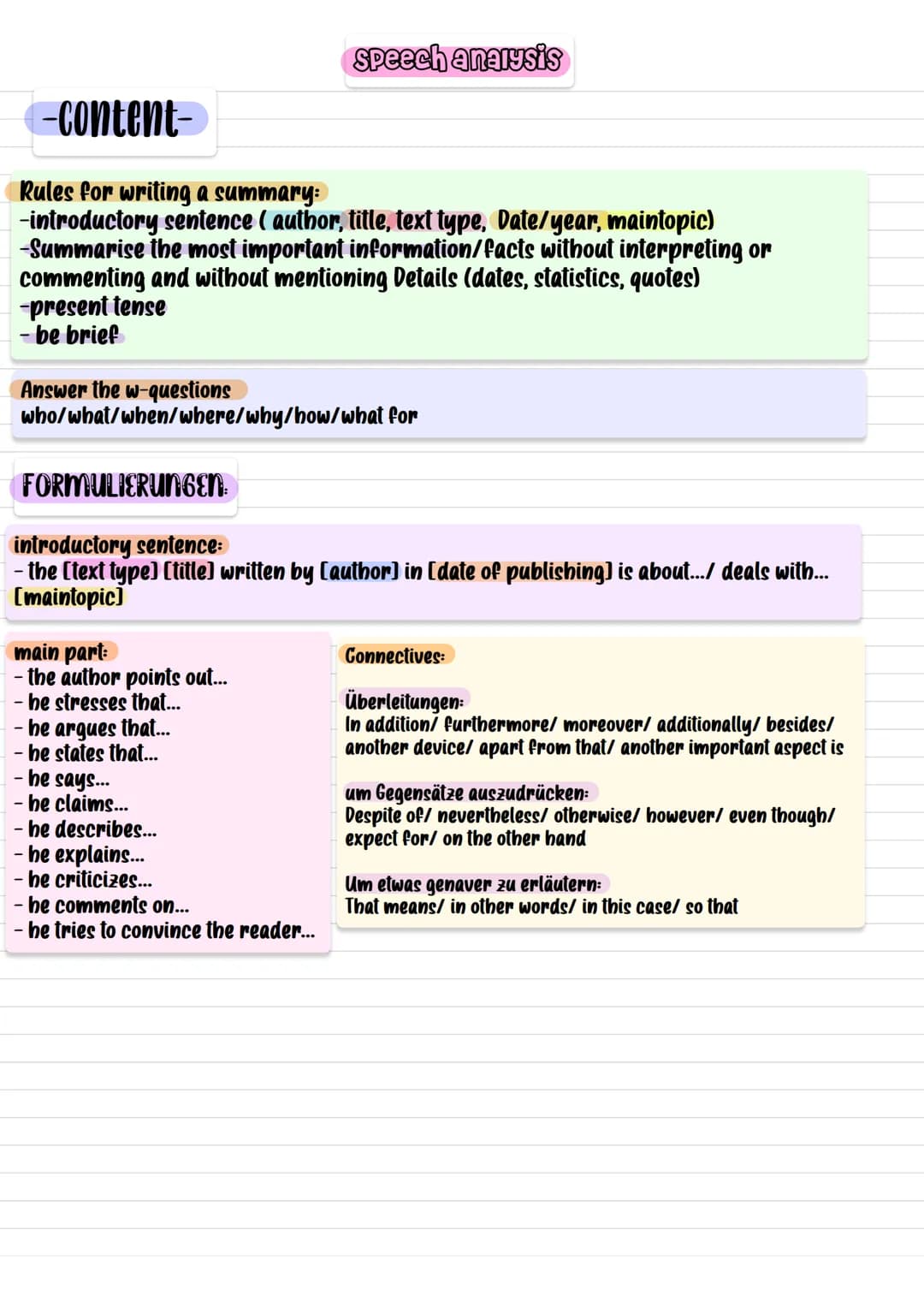 speech analysis
ENGLISCH
Klausur am 22.09.21
Political speech
1) content
2) analysis
3) a) comment
b) creative task
Definition: comment