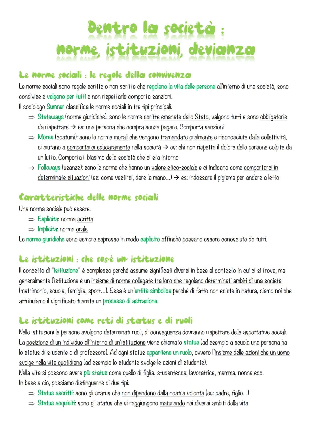 # Dentro la società:
norme, istituzioni, devianza
## Le norme sociali: le regole della convivenza
Le norme sociali sono regole scritte o n