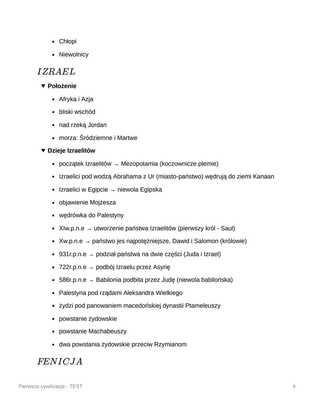 # Pierwsze cywilizacje - TEST
## POCZĄTKI HISTORII
▾ Definicje
* Historia nauka o przeszłości
* Prehistoria - pierwszy i najkrótszy o