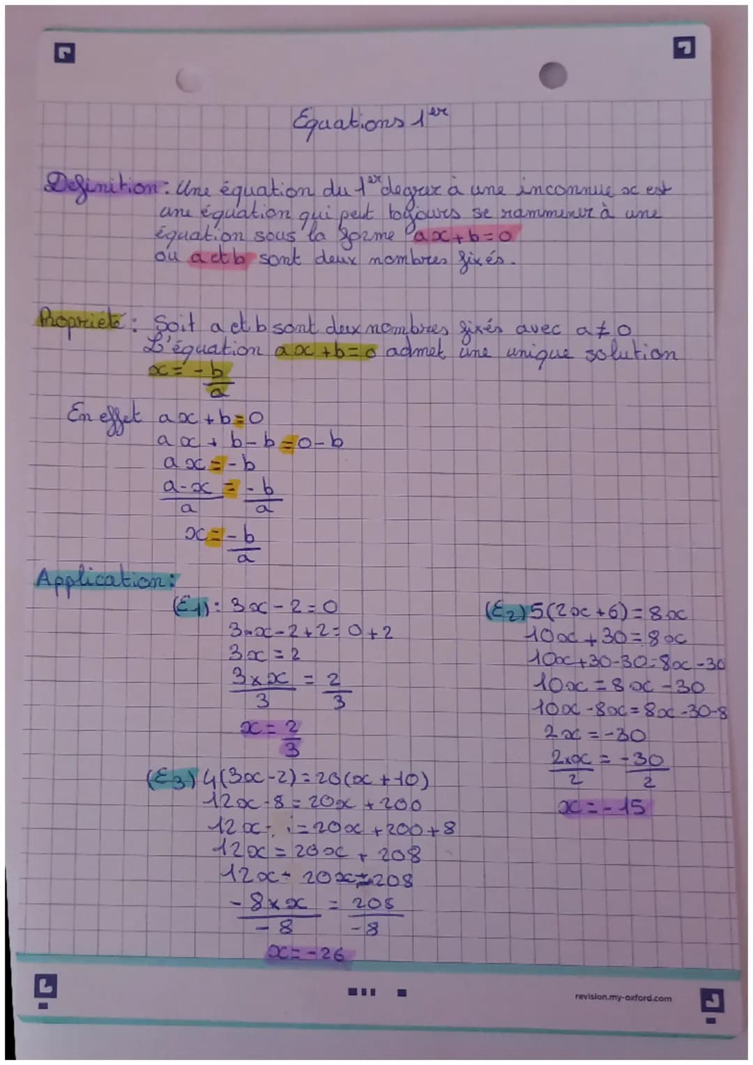 Equations fer
Definition: Une équation du te degrer à une inconnue sx est
ane équation qui peut toujours se rammener à une
équation sous la