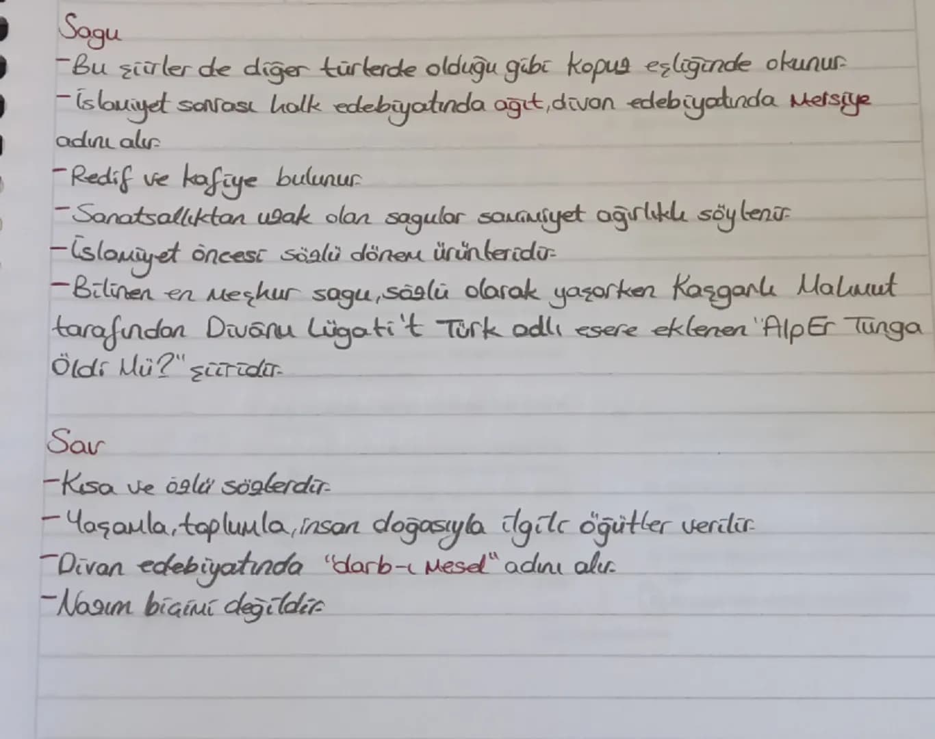 Sagu
-Bu şiirler de diğer türlerde olduğu gibi kopur eşliğinde okunur
-islamiyet sonrası halk edebiyatında ağıt, divan edebiyatında Mersiye