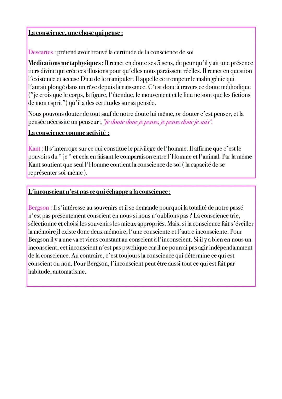 ---La Conscience et L'Inconscient---
Définitions:
- Le moi est une chose qui nous est très familière puisqu'elle nous accompagne
partout,