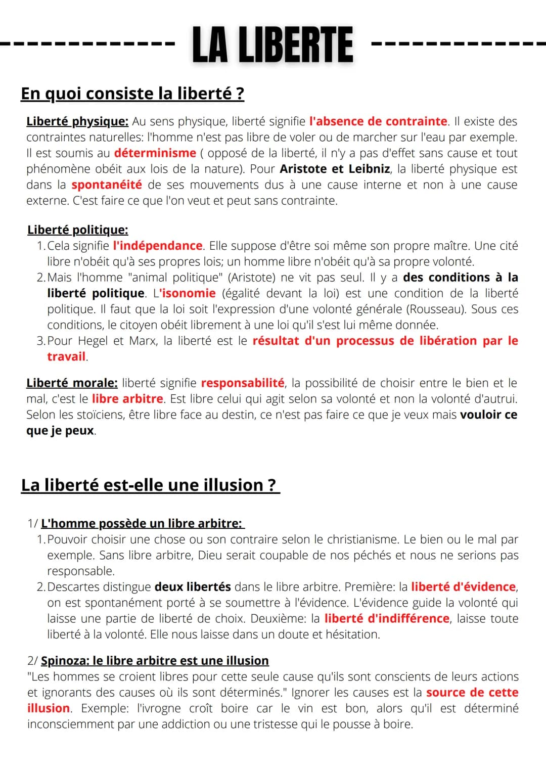 # LA LIBERTE
En quoi consiste la liberté ?
Liberté physique: Au sens physique, liberté signifie l'absence de contrainte. Il existe des
con