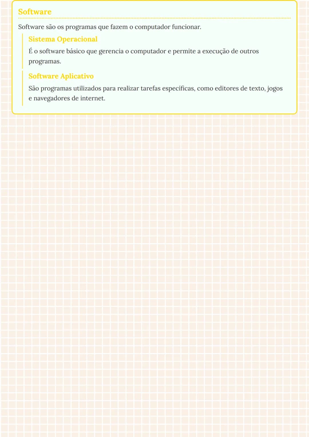 # Hardware e Software do Computador
Hardware
Hardware refere-se aos componentes físicos de um computador. Podem ser classificados em
difer