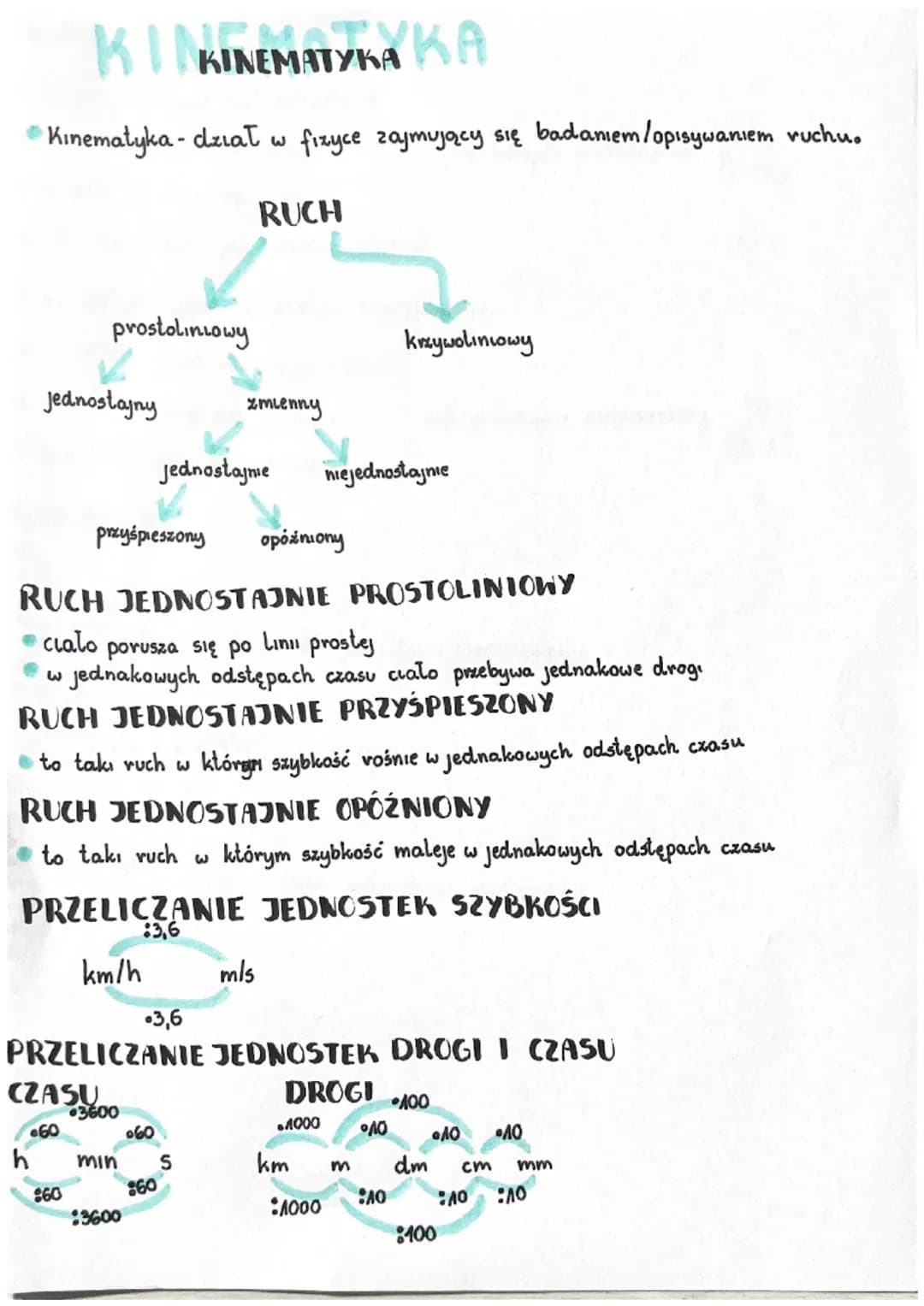 # ΚΙΝΚΙΝΕΜΑΤΙΚΑ ΚΑ
* Kinematyka - dział w fizyce zajmujący się badaniem/opisywaniem ruchu.
# RUCH
prostoliniowy
krzywoliniowy
Jednost