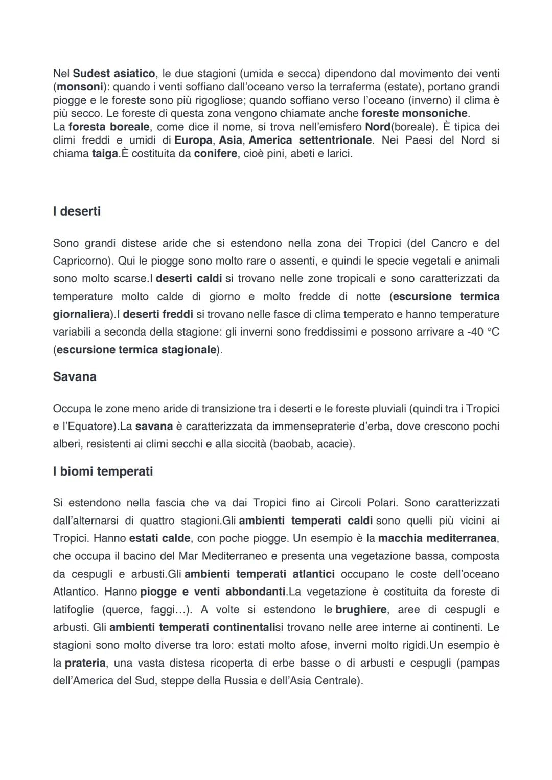 # Le fasce climatiche e i biomi
Sulla Terra ci sono diverse fasce climatiche (gruppi di climi). Ogni clima ha valori specifici
di temperatu