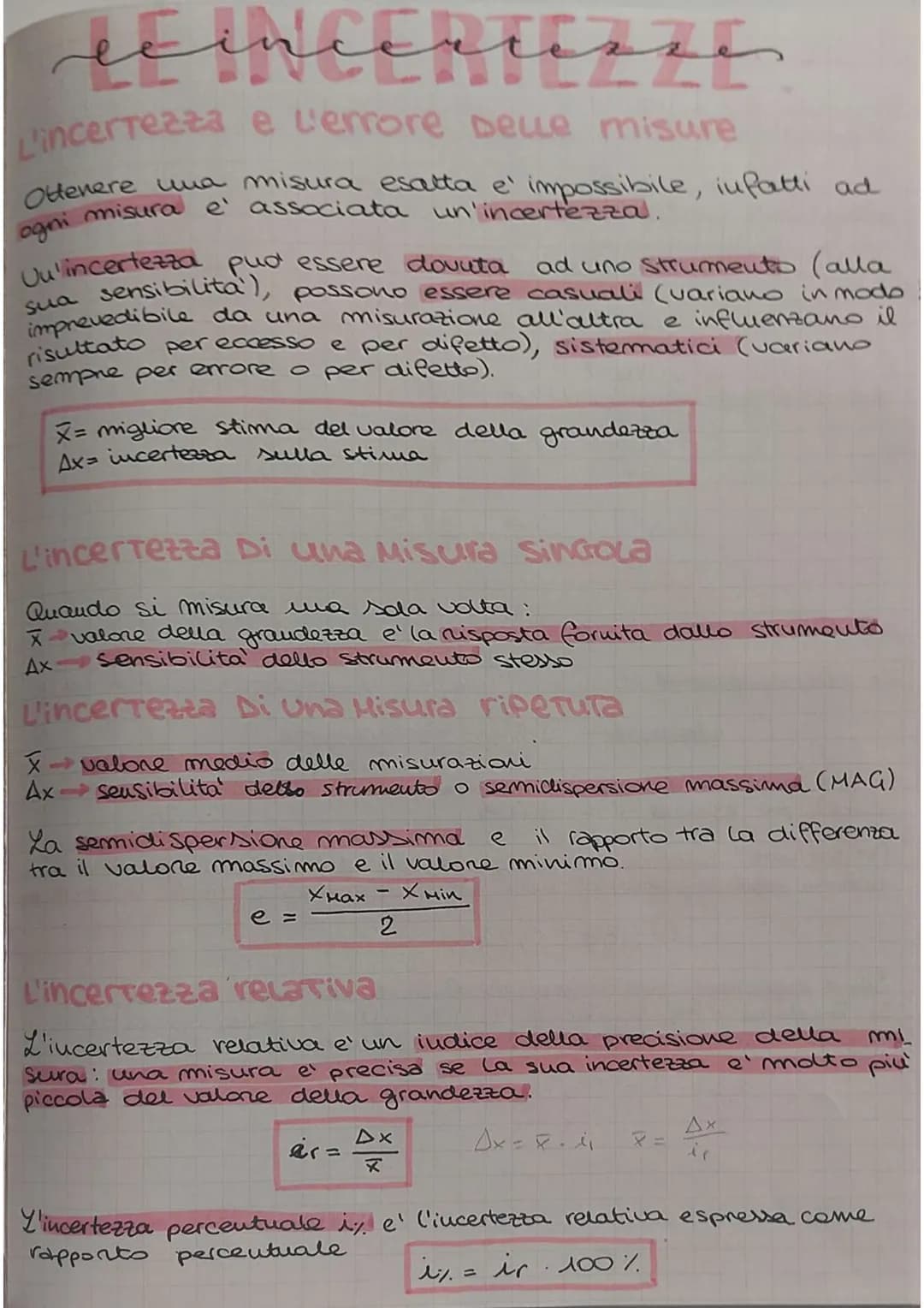 # le incertezze
Lincertezza e l'errore delle misure
Ottenere una misura esatta e' impossibile, infatti ad
ogni misura è associata un'incer