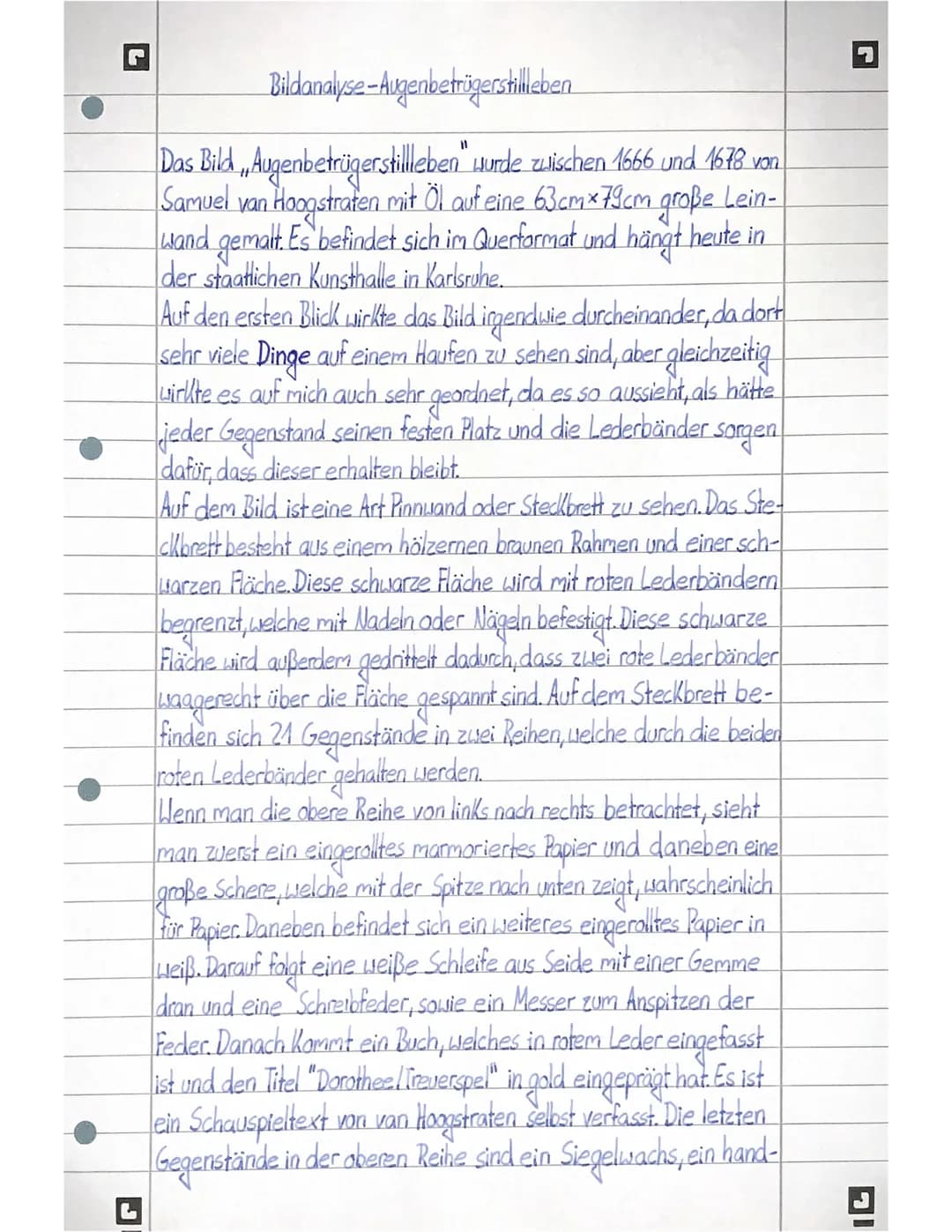 # Bildanalyse-Augenbetrügerstilleben.
Das Bild, Augenbetrügerstilleben wurde zwischen 1666 und 1678 von
Samuel van Hoogstraten mit Öl auf e