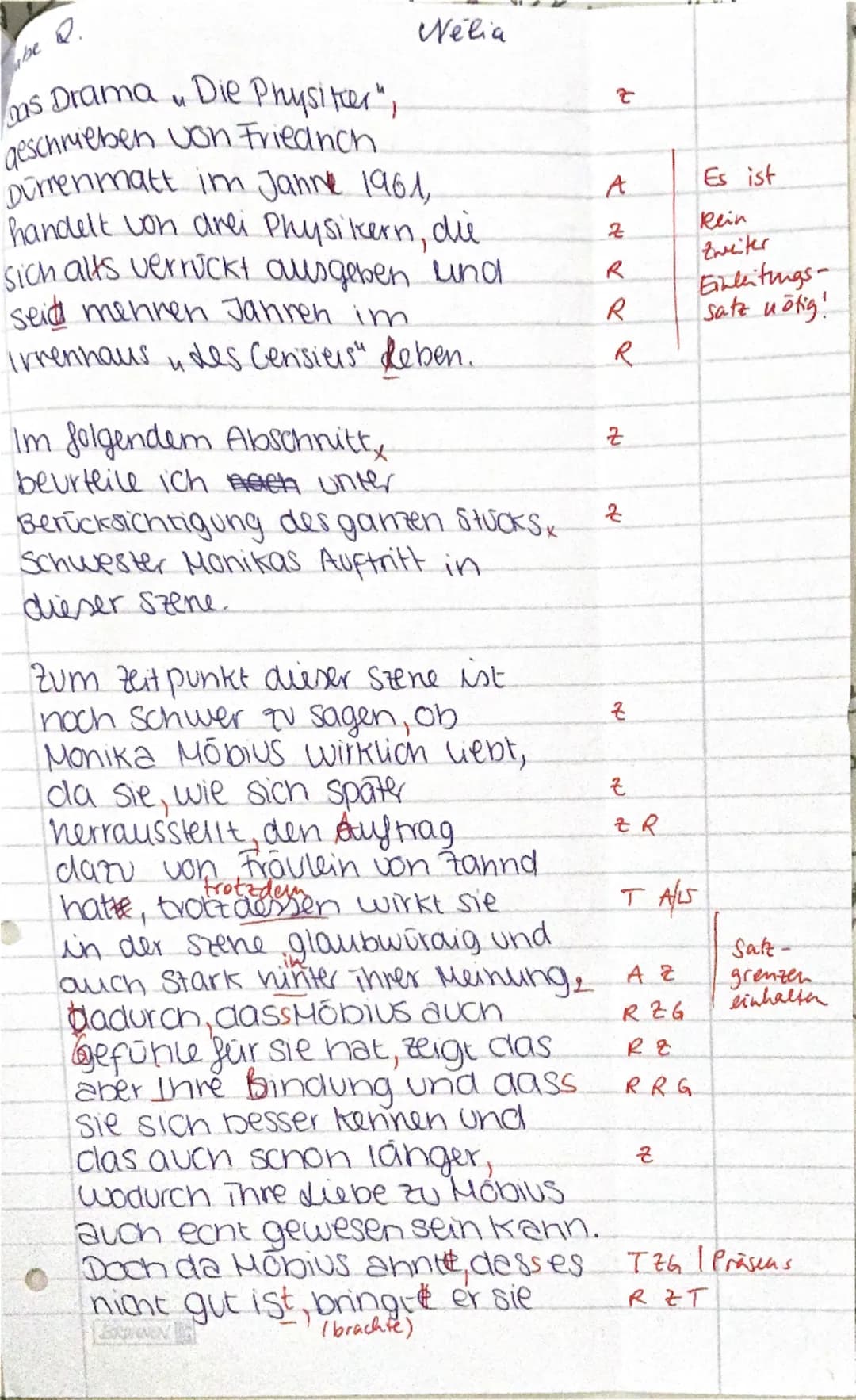 Name:
Nélia
13.03.2025
3. Klausur Deutsch (EF): Dramenanalyse „Die Physiker"
Grundkurs, Abitur 2027
Interpretation eines literarischen Texte