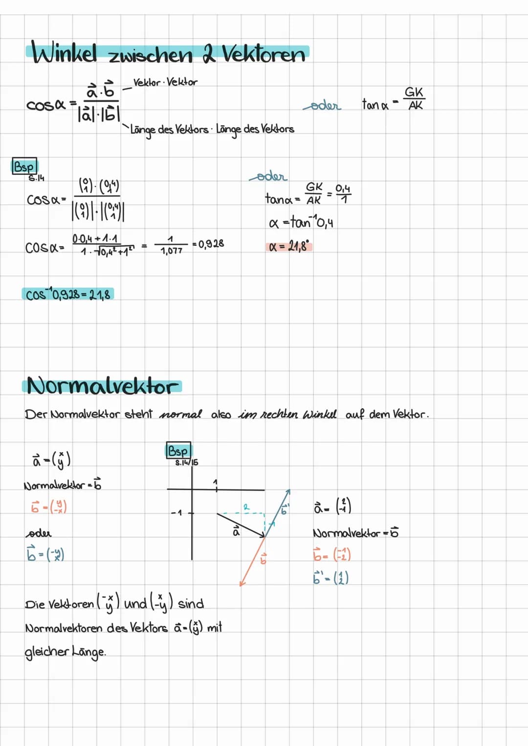 # Vektoren
Ein Vektor sind alle Pfeile mit
gleicher Länge, gleiche Richtung &
gleiche Orientierung.
Winkel
Länge des Vektors
Schreibweis