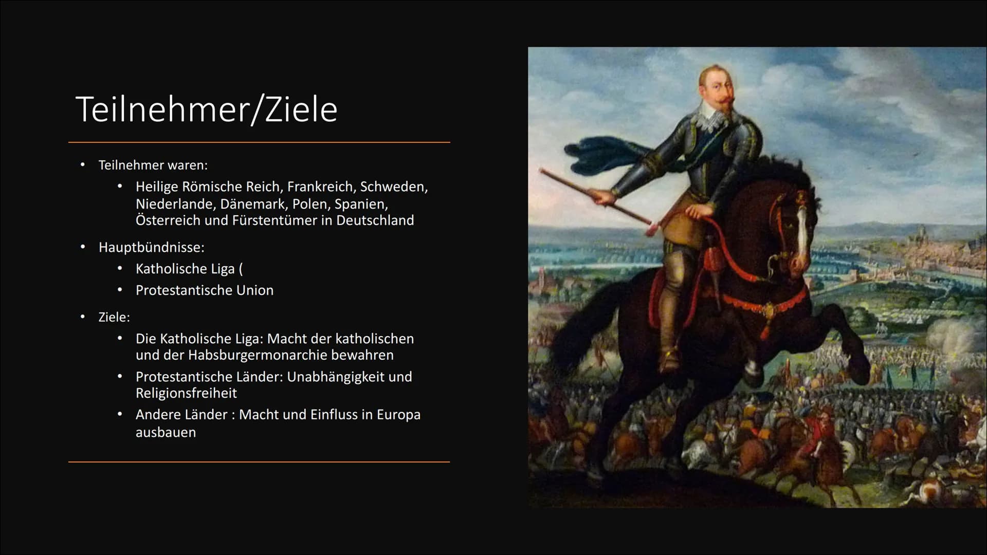 30 jähriger Krieg
1618-1648
Ging es um Macht oder um Glauben? Gliederung
• Ursache
• Teilnehmer/Ziele
• Verlauf
• Ort
• Folgen
➤ Antwort a