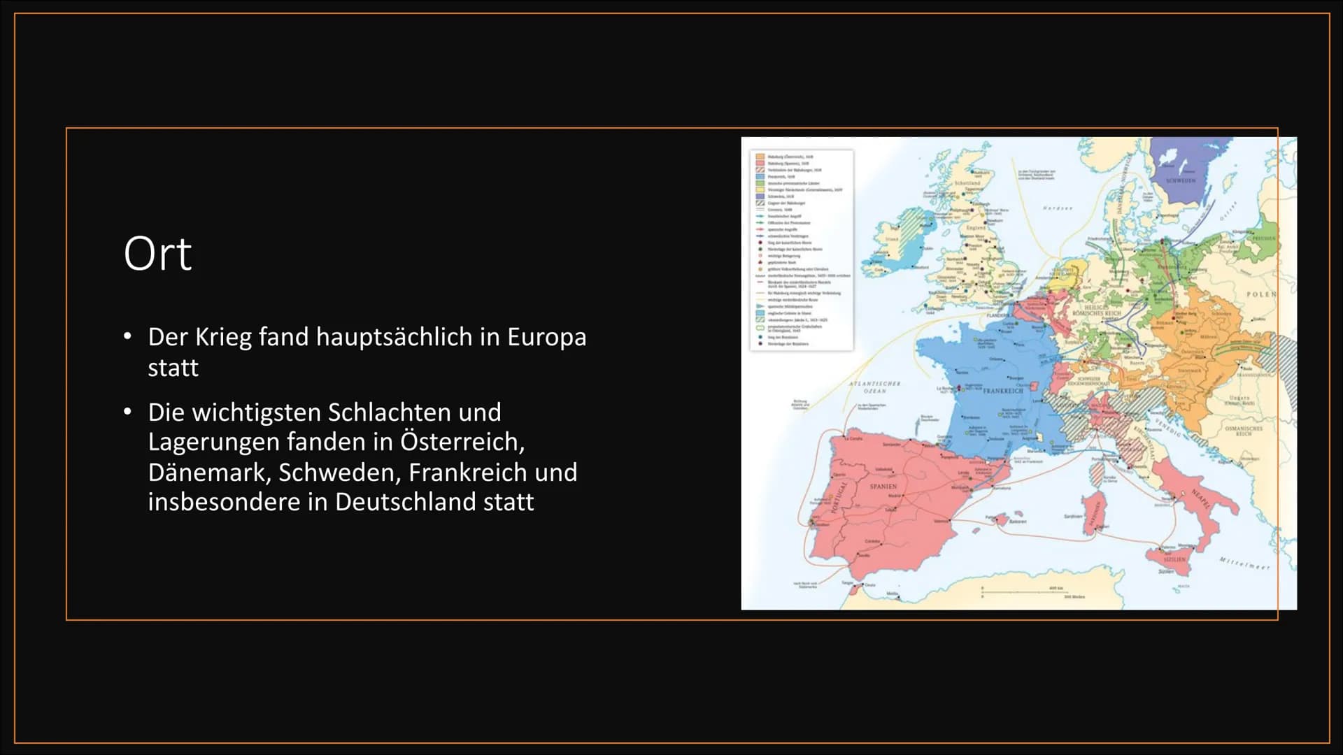 30 jähriger Krieg
1618-1648
Ging es um Macht oder um Glauben? Gliederung
• Ursache
• Teilnehmer/Ziele
• Verlauf
• Ort
• Folgen
➤ Antwort a