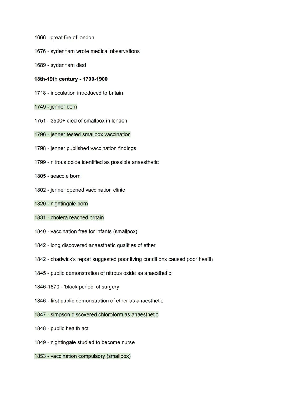 Medieval - 1250-1500
460BC - hippocrates born
377BC - hippocrates died
129 galen born
1100/1300 - astrology as diagnosis brought to Brit