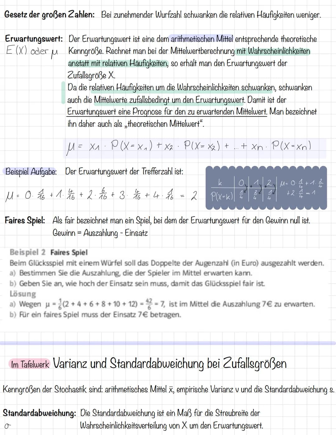 # Lernzettel Klausur
Grundbegriffe der Wahrscheinlichkeitsrechnung: -> Im Tafelwerk
Wahrscheinlichkeit: Die relative Häufigkeit nähert si