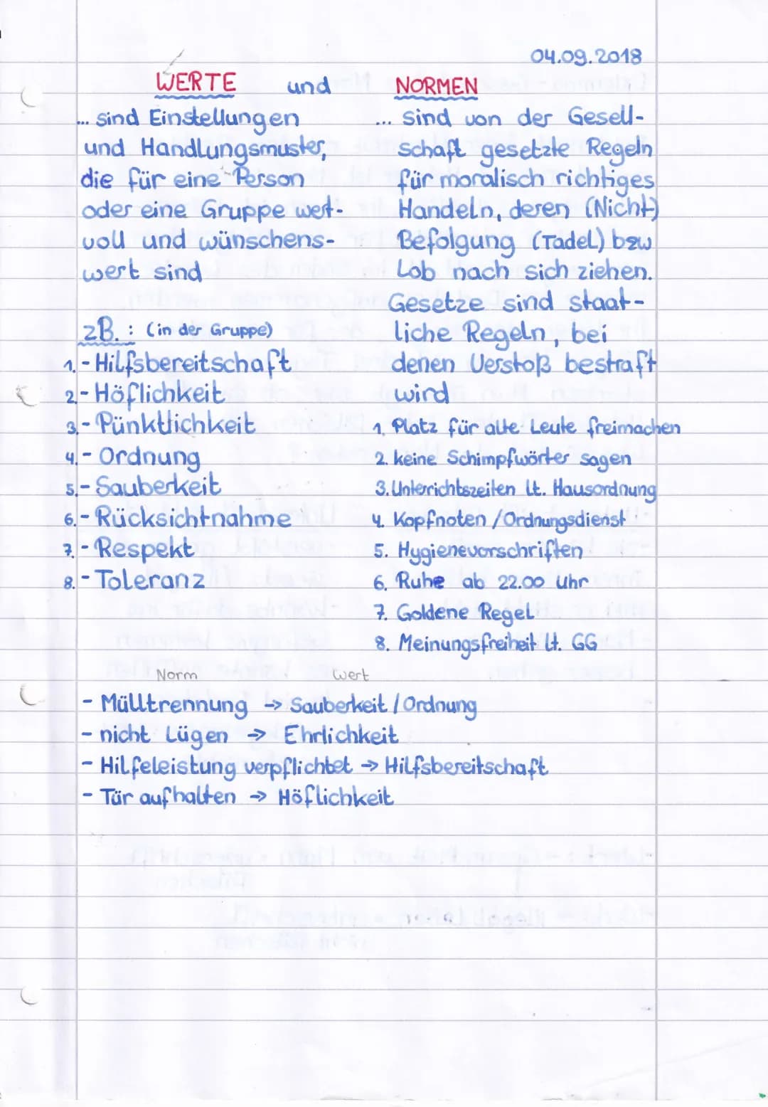 C
# WERTE und
... sind Einstellungen
und Handlungsmuster,
die für eine Person
oder eine Gruppe west-
voll und wünschens-
wert sind
2B.: (in