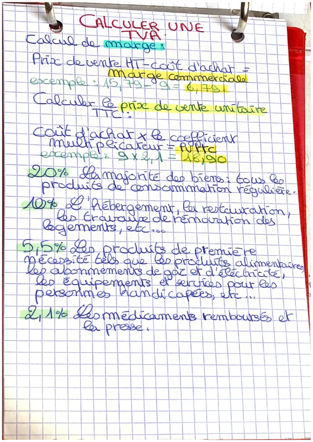 Calculer la TVA er PUTTC
exemple 36x1,2 (g) = +9
36+7,9=43,92
Extrait de ea facture &
prix d'achat unitairex
Rexemplos neadache
quantite