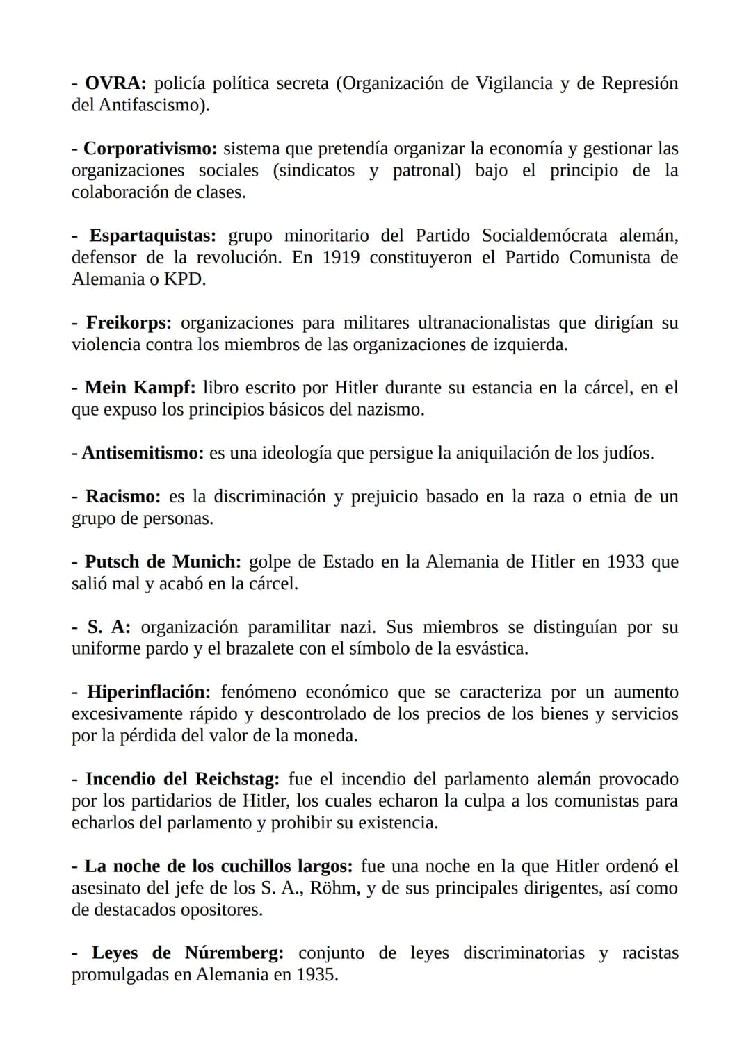 # APUNTES EXAMEN HISTORIA
TEMA 10: EL ASCENSO DE LOS TOTALITARISMOS LOS FASCISMOS, EL NAZISMO Y
EL STALINISMO
1. Glosario:
- Democracia: