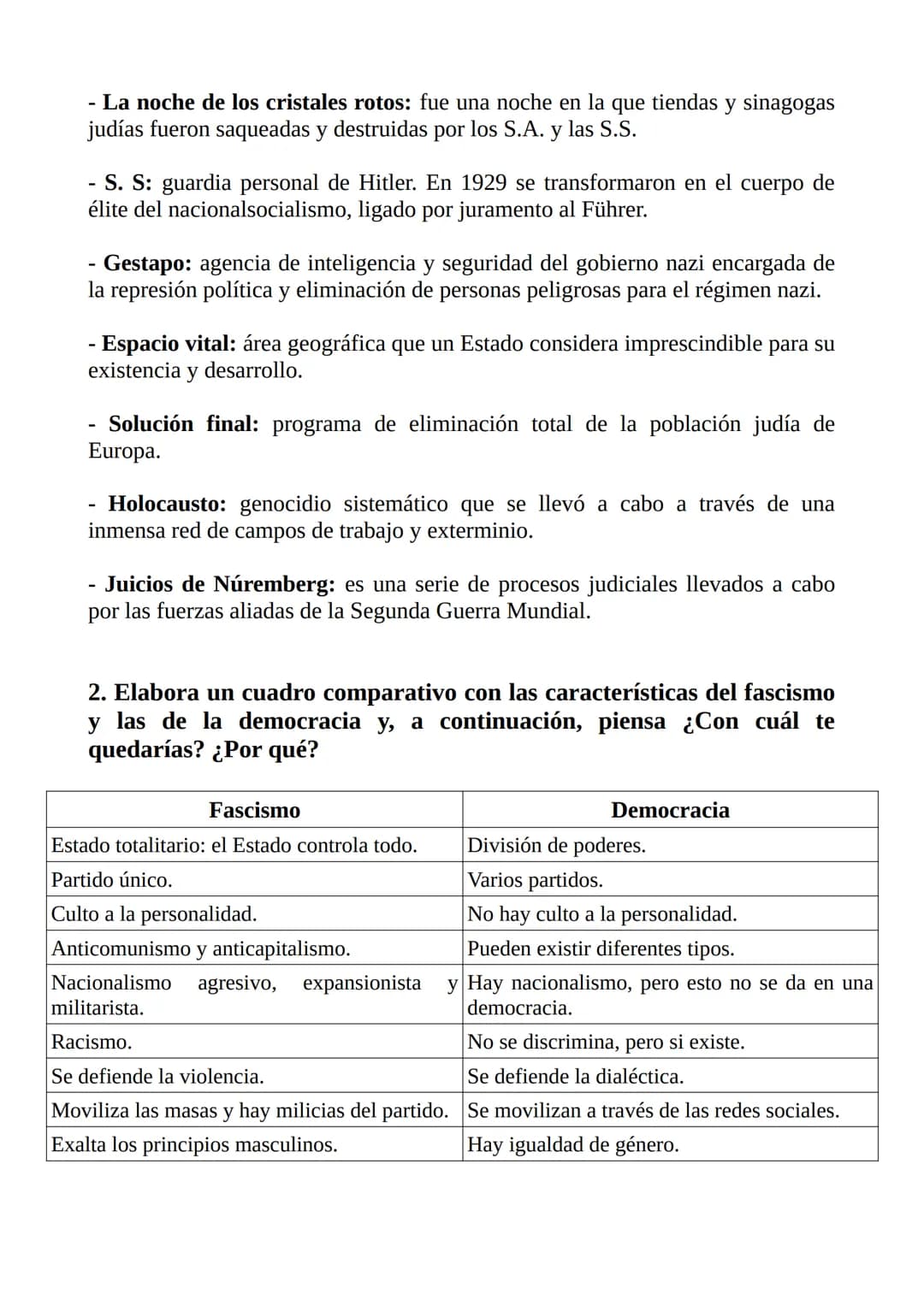 # APUNTES EXAMEN HISTORIA
TEMA 10: EL ASCENSO DE LOS TOTALITARISMOS LOS FASCISMOS, EL NAZISMO Y
EL STALINISMO
1. Glosario:
- Democracia: