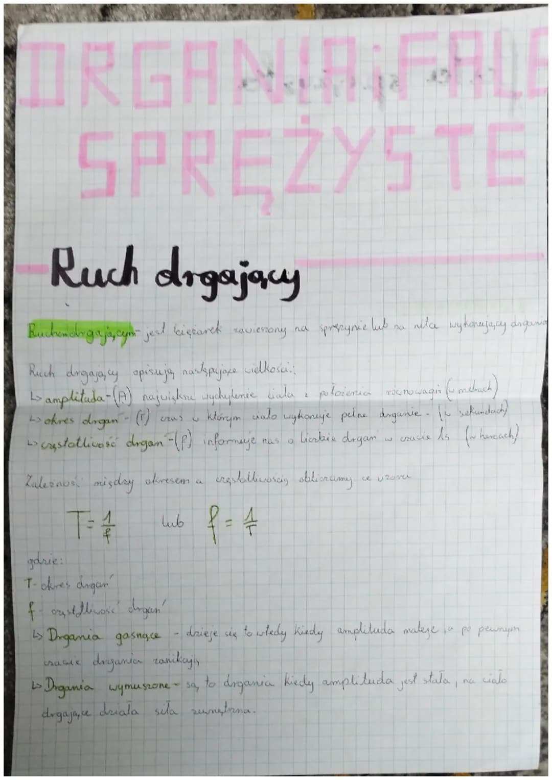 # ORGANIA FALE
SPRĘŻYSTE
## Ruch drgający
Buchenchogającym jest bigiarek raviesony na spropynic lub an nita wykonująçay anganid
Ruch dega