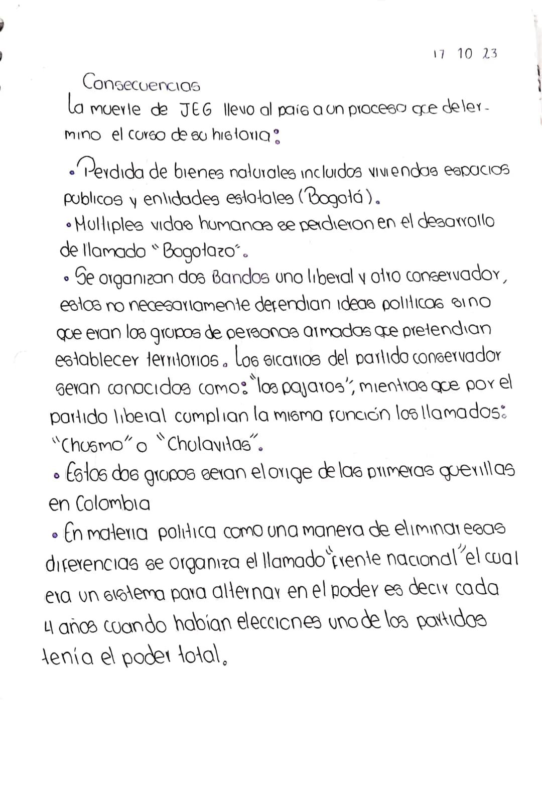 Gaitán.
03/10/2023
El bogotazo
Clase # 7
Proposito: Conocer los elementos de la historia de Colom
bia en epocas recientes y como estos e