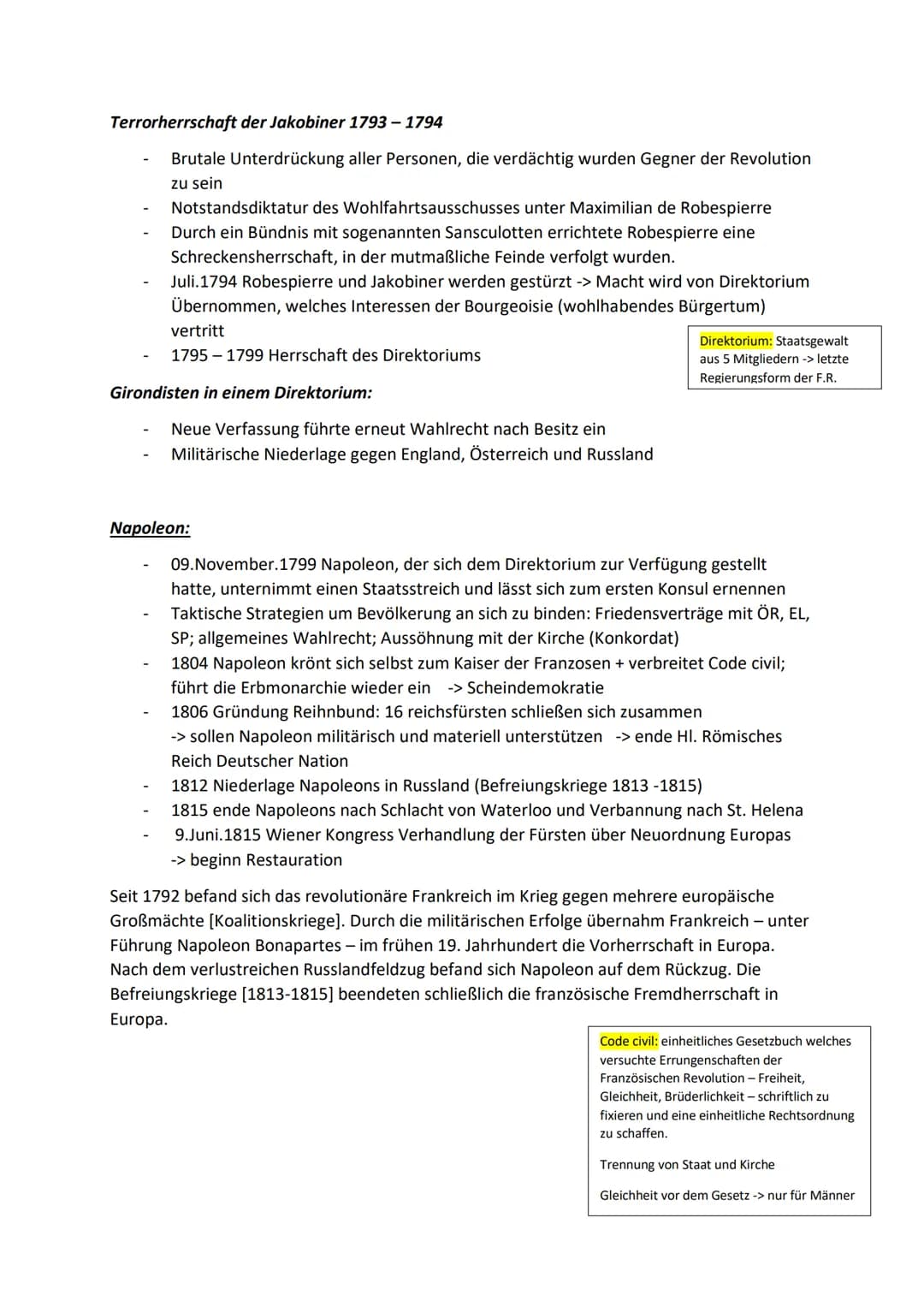 -Geschichte Lernzettel Abitur 2023-
Französische Revolution 1789 - 1799
Ursachen der Französischen Revolution:
- Hungersnot; -> steigende